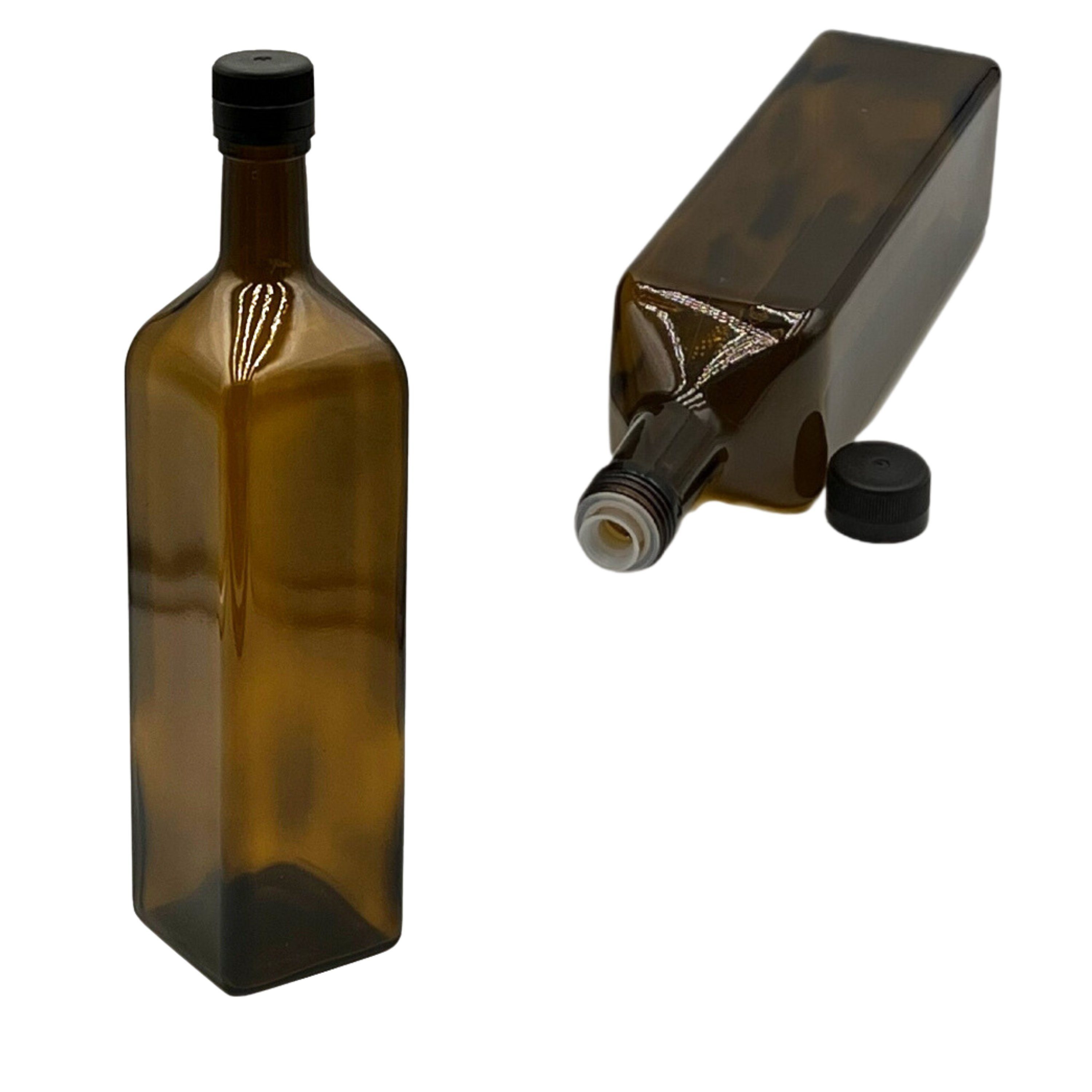 mikken Ölspender 2er Set Ölflaschen 100-1000 ml Glasflasche braun/grün mit Ausgießer, mit UV-Schutz – Bild 2 von 5