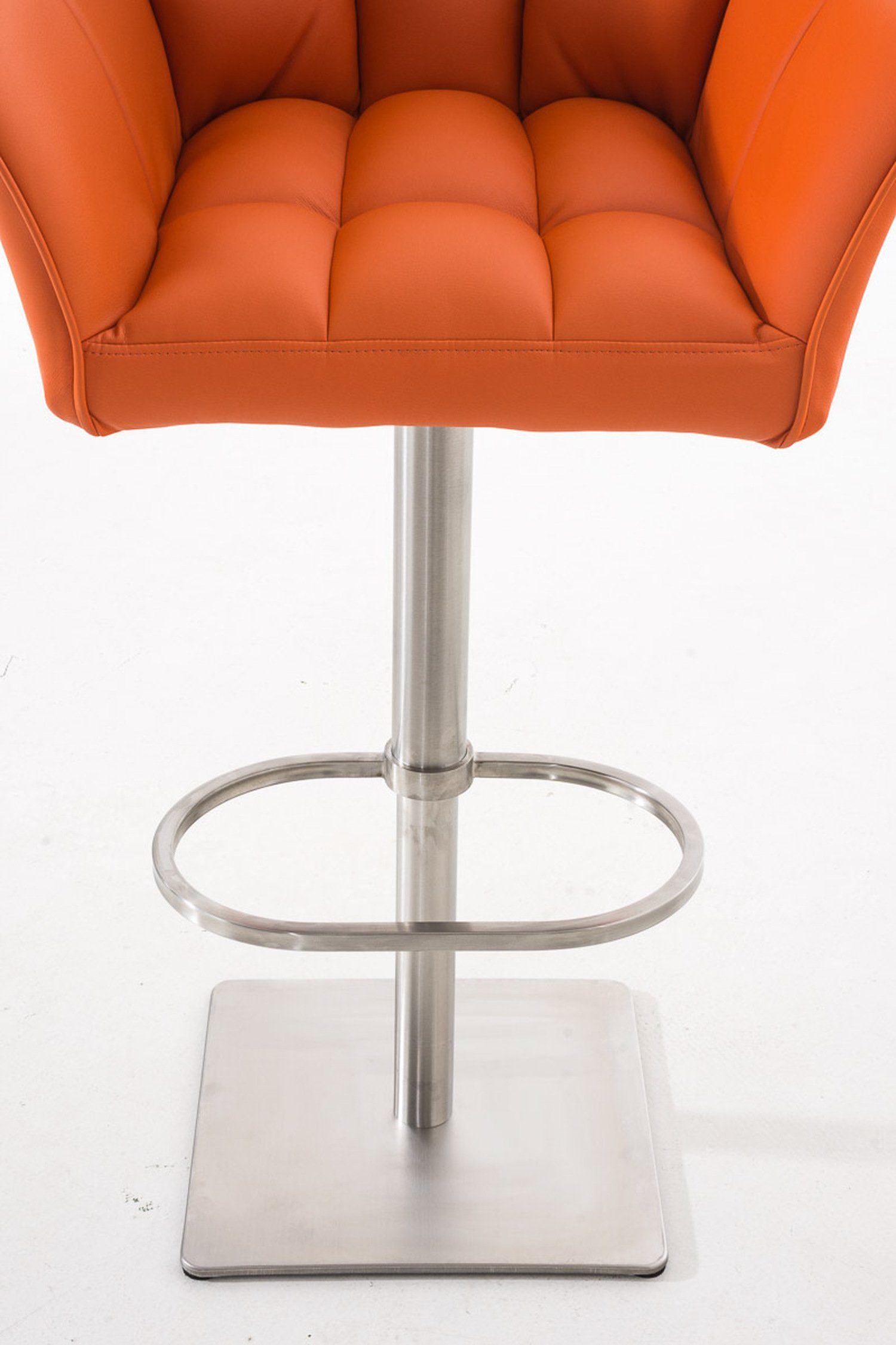 TPFLiving Barhocker Damaso drehbar - Sitzfläche: 360° (mit Gestell und & für - Rückenlehne Kunstleder Fußstütze Hocker Orange - Theke Küche), Edelstahl