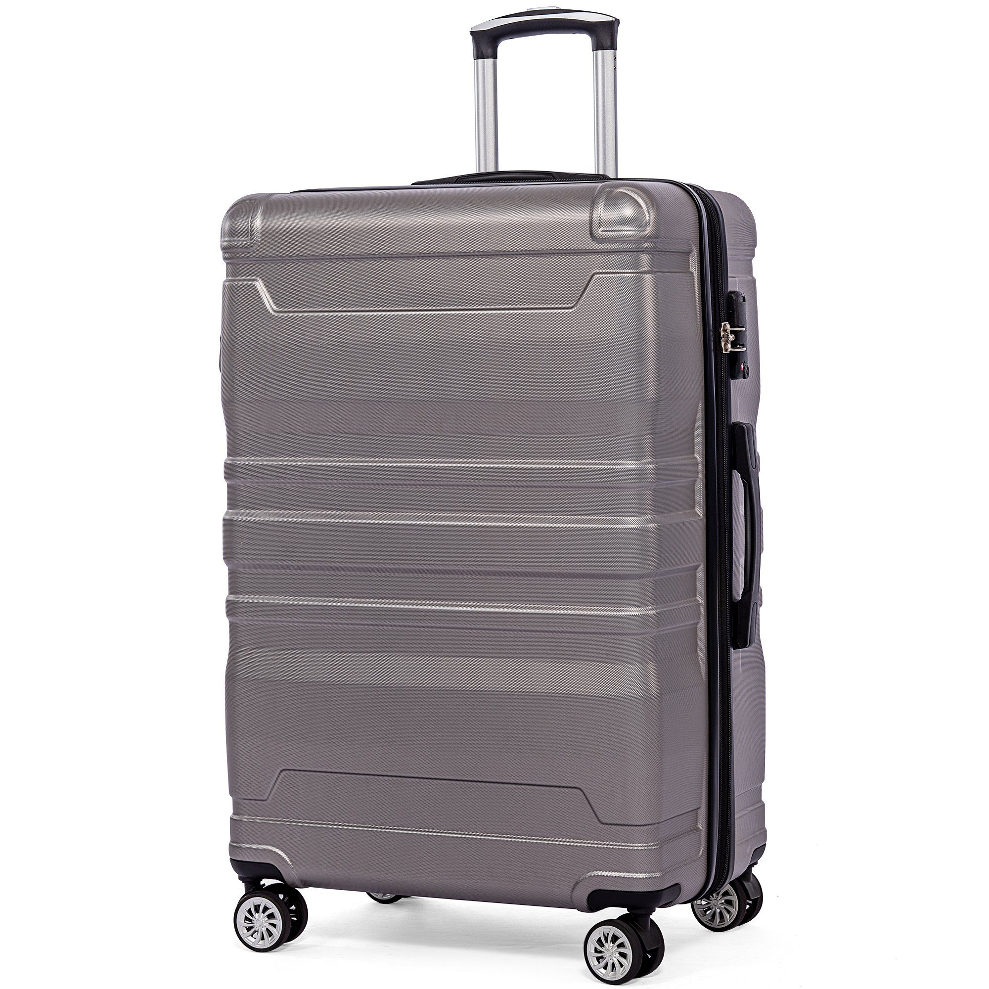 Trolleys Blau Reisekoffer, 41x26x65cm WISHDOR Rollen, Erweiterbar TSA-Schloss Seitengriff Universalrad mit Handgepäckkoffer Grau Handgepäck Hartschalen 4 Koffer