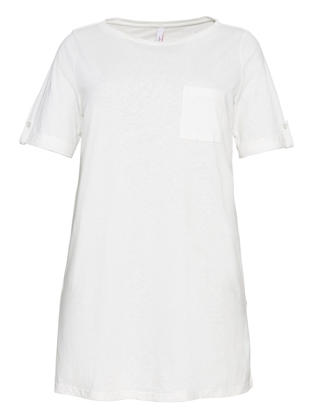 Damen Shirts Sheego Longshirt Longshirt im Leinenmix, hohe Seitenschlitze