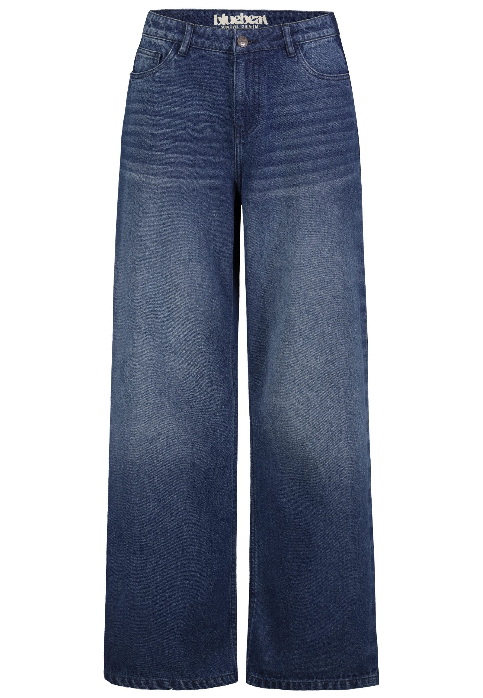 SUBLEVEL Loose-fit-Jeans Damen Wide Leg Jeans mit Seitenstreifen Mid-Waist-Jeans, 5-Pocket Style