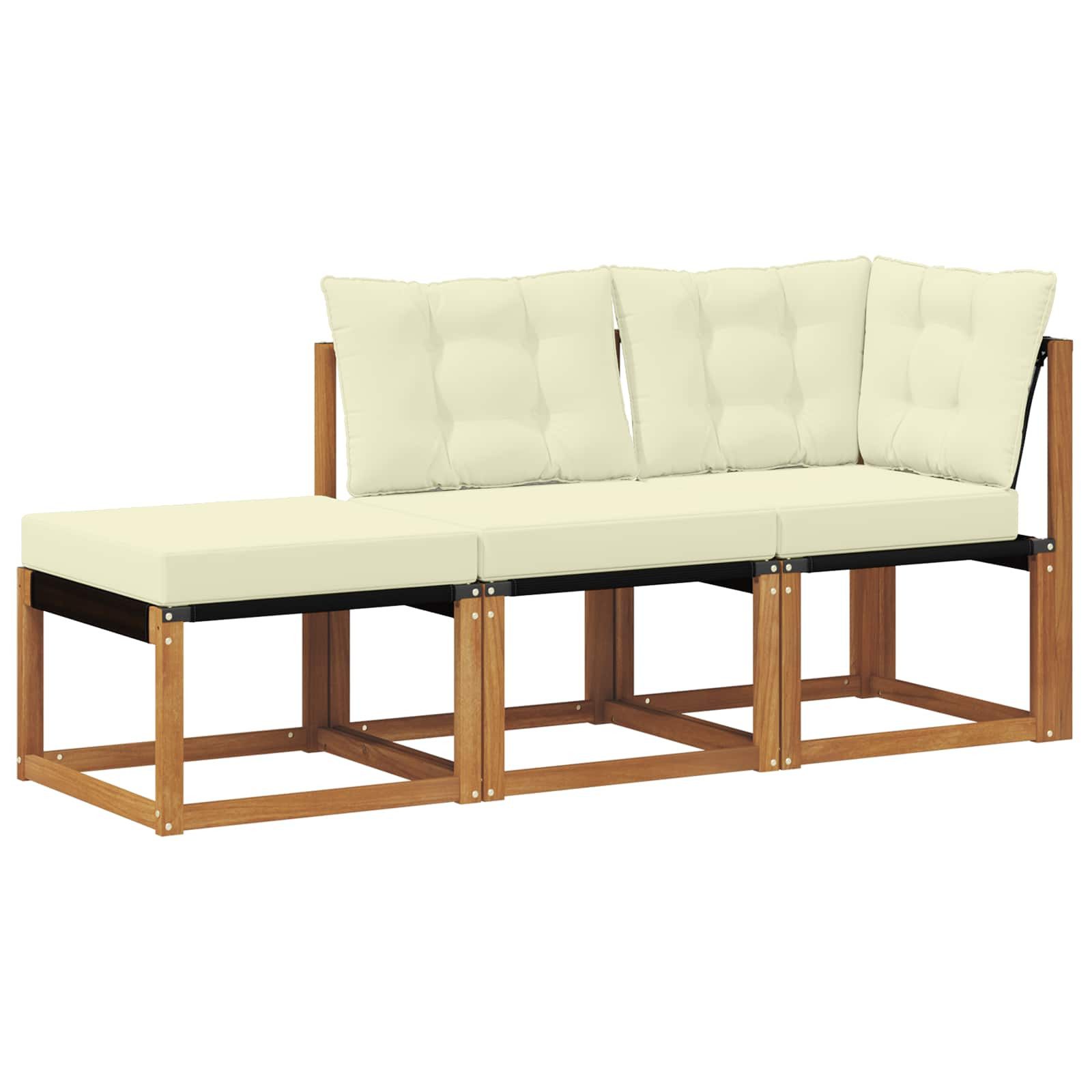 vidaXL Sofaelement 3 stk. Ecksofa-Einheiten für draußen Natur und Creme (3 St)