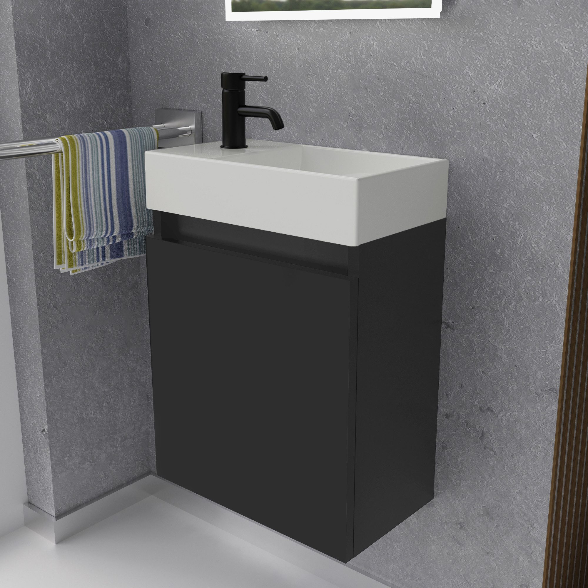 Alpenberger Badmöbel-Set Gäste WC Waschbecken mit Unterschrank - Badschrank günstig online kaufen