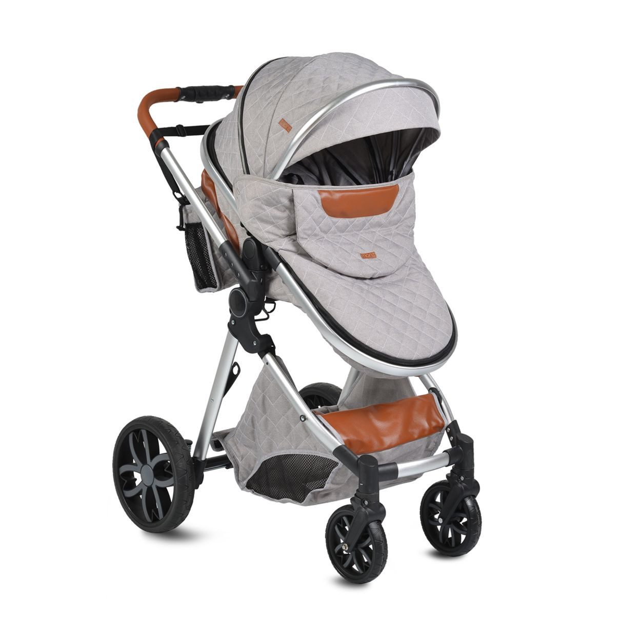Moni Kombi-Kinderwagen Alma, Sportsitz zur Tragetasche umbaubar, Wickeltasche, umkehrbarer Sitz