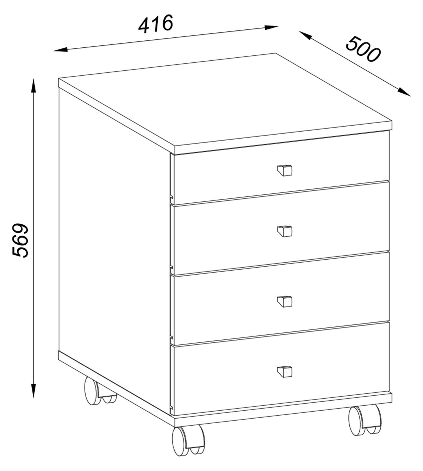 VCM Rollcontainer Lona Mini B. 42 x T. 50 x H. 57 cm, Stauraum für Unterlagen unterm Schreibtisch, für Büro und Homeoffice – Bild 4 von 5
