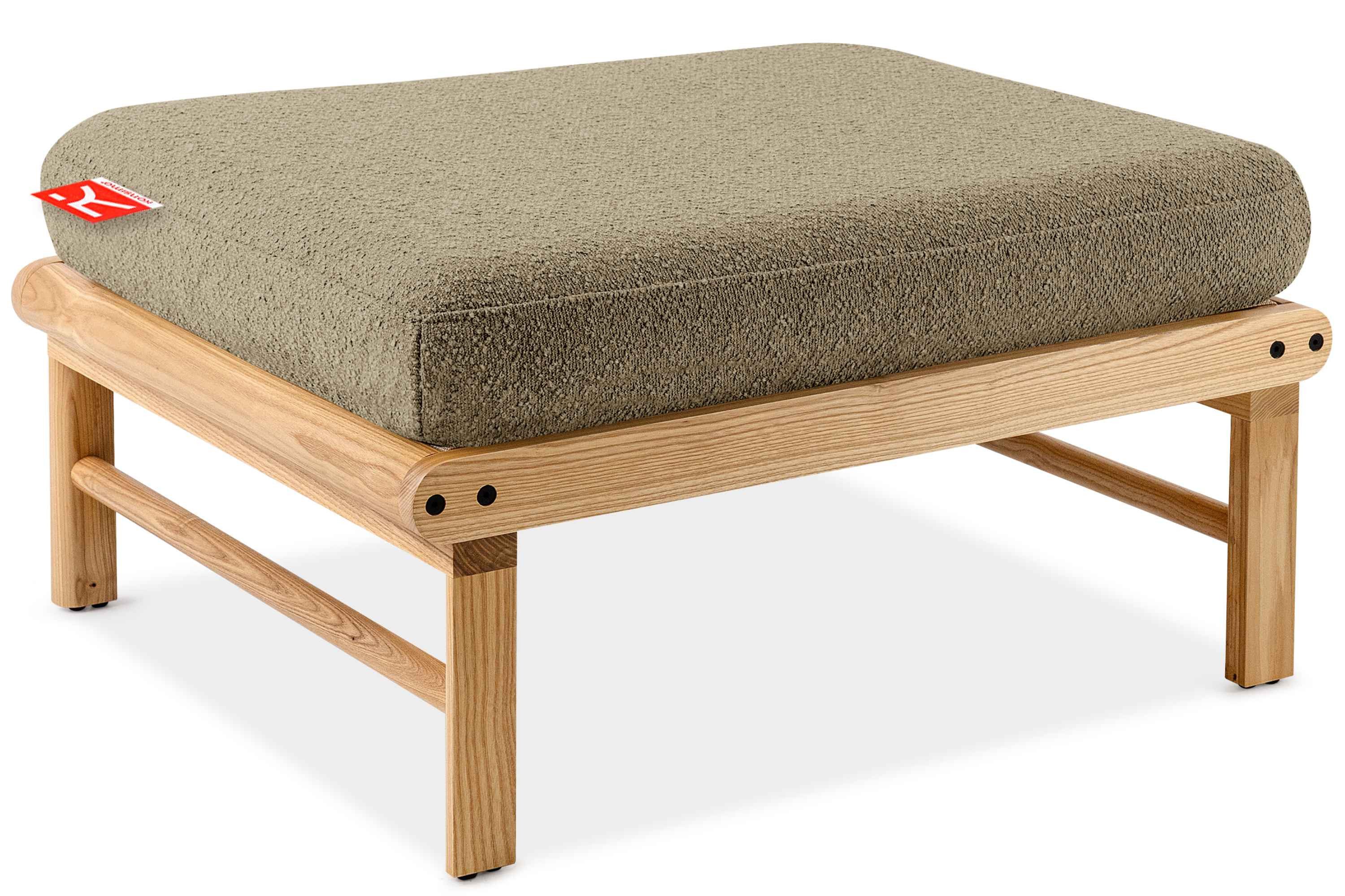 KONSIMO® Gartenlounge-Hocker ATREDA Gartenlounge-Hocker, hergestellt in der EU, handgefertigt, recycelte Materialien, Massivholz Esche, Boho-Stil