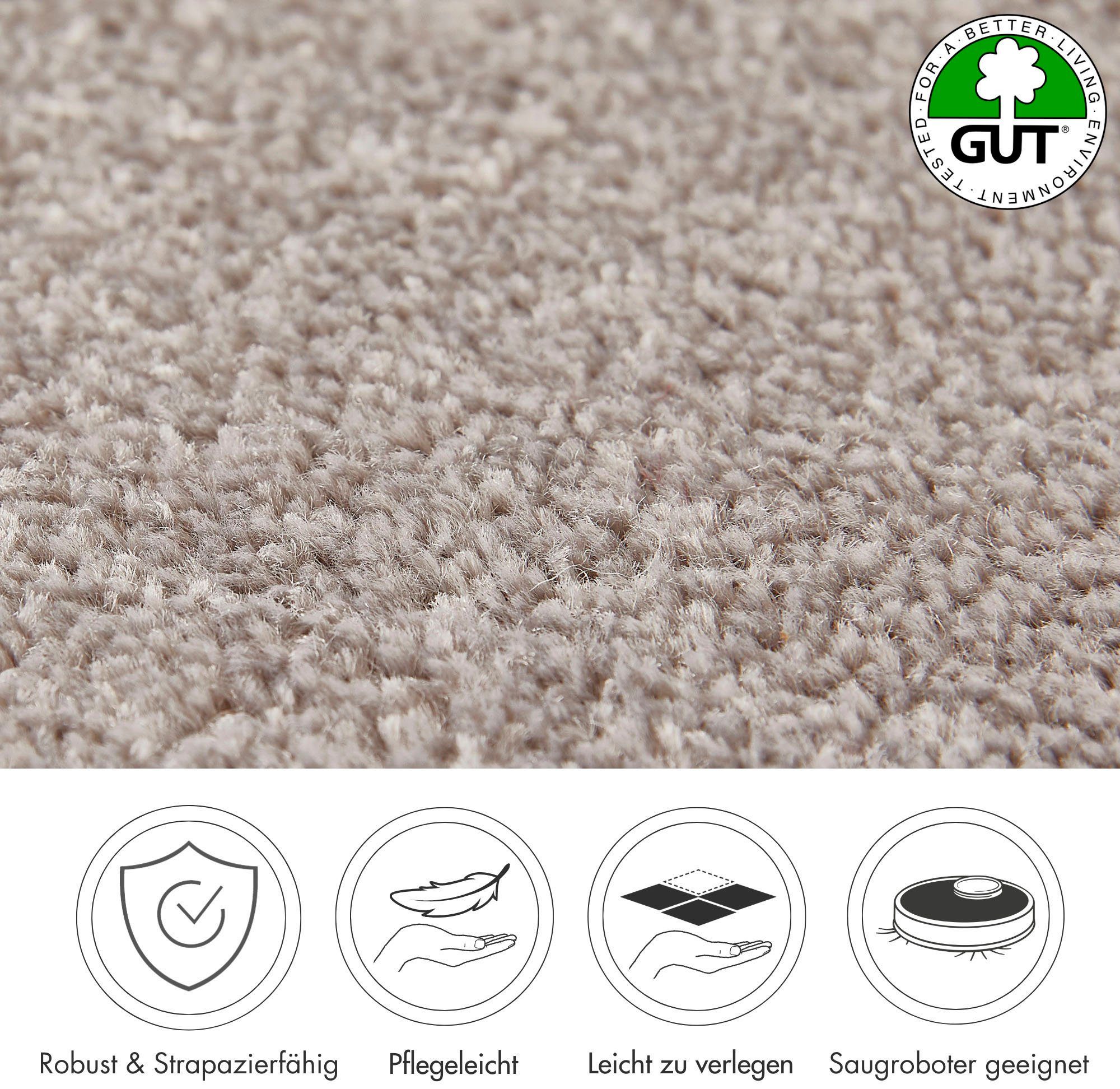 Andiamo Teppichboden Ines, Kräuselvelours, Gesamthöhe 8,5 mm, Luxusklasse LC2, rechteckig, Uni Farben, Breite 400 cm, strapazierfähig & pflegeleicht