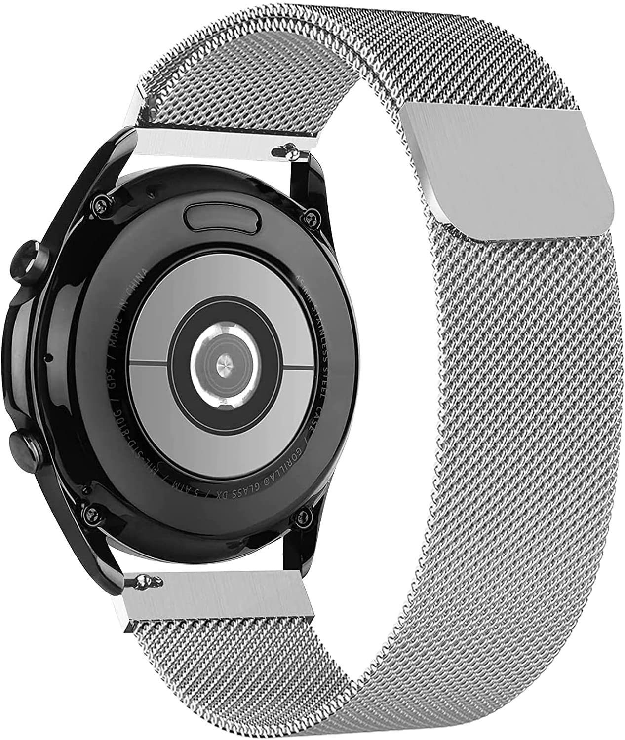 Widmann-Shop Smartwatch-Armband Armband 20/22mm Stegbreite Metall Galaxy Smartwatch Samsung Milanese Silber