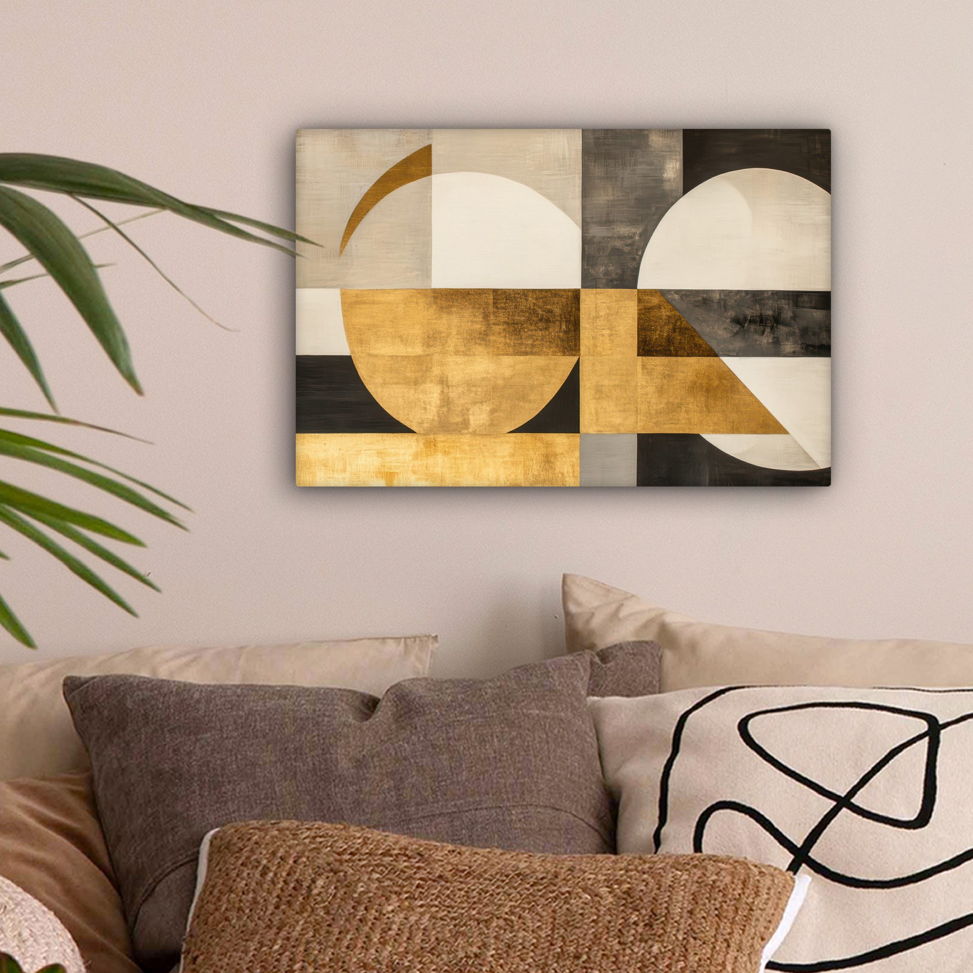 OneMillionCanvasses® Leinwandbild Abstrakt - Gold - Grau - Formen - Geometr günstig online kaufen