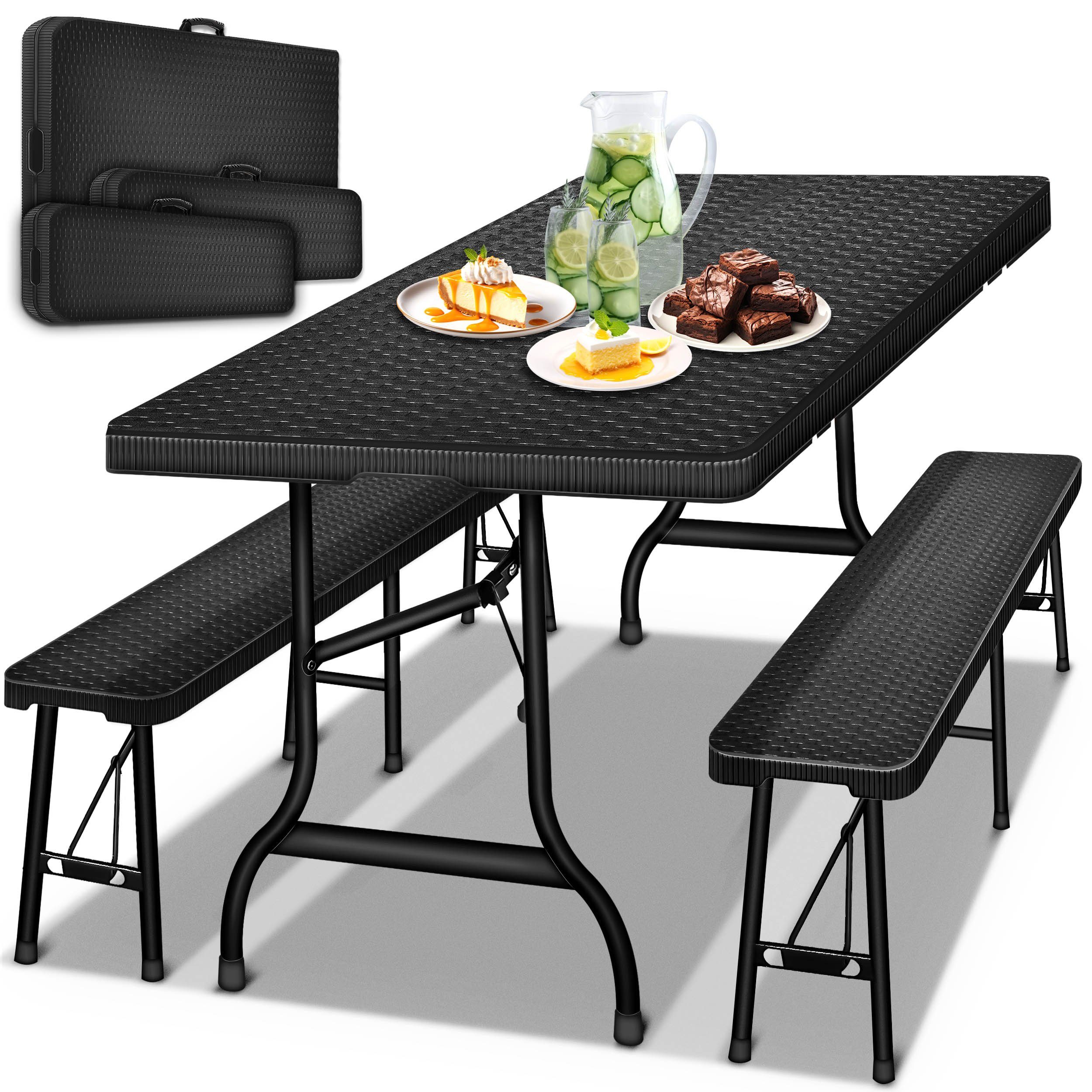 tillvex Bierzeltgarnitur klappbar 3-teilig Set Rattan günstig online kaufen