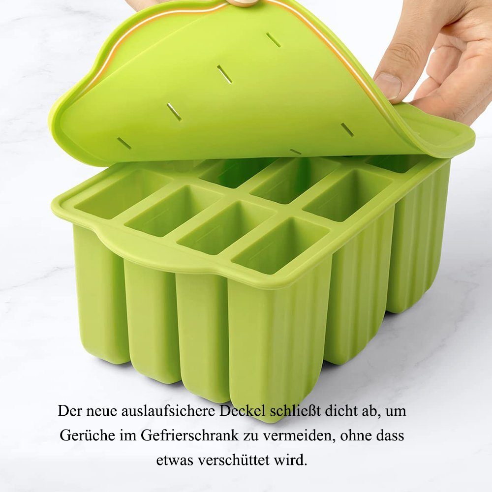 für Silikon,Eisformen DIY 12 am Grün Eisformen Eis Eiswürfelform Stiel Wiederverwendbar NUODWELL