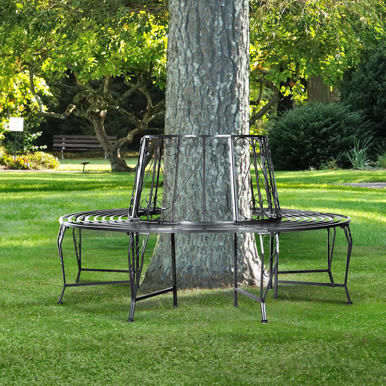 Outsunny Gartenbank Baumbank im geschmackvollen Design