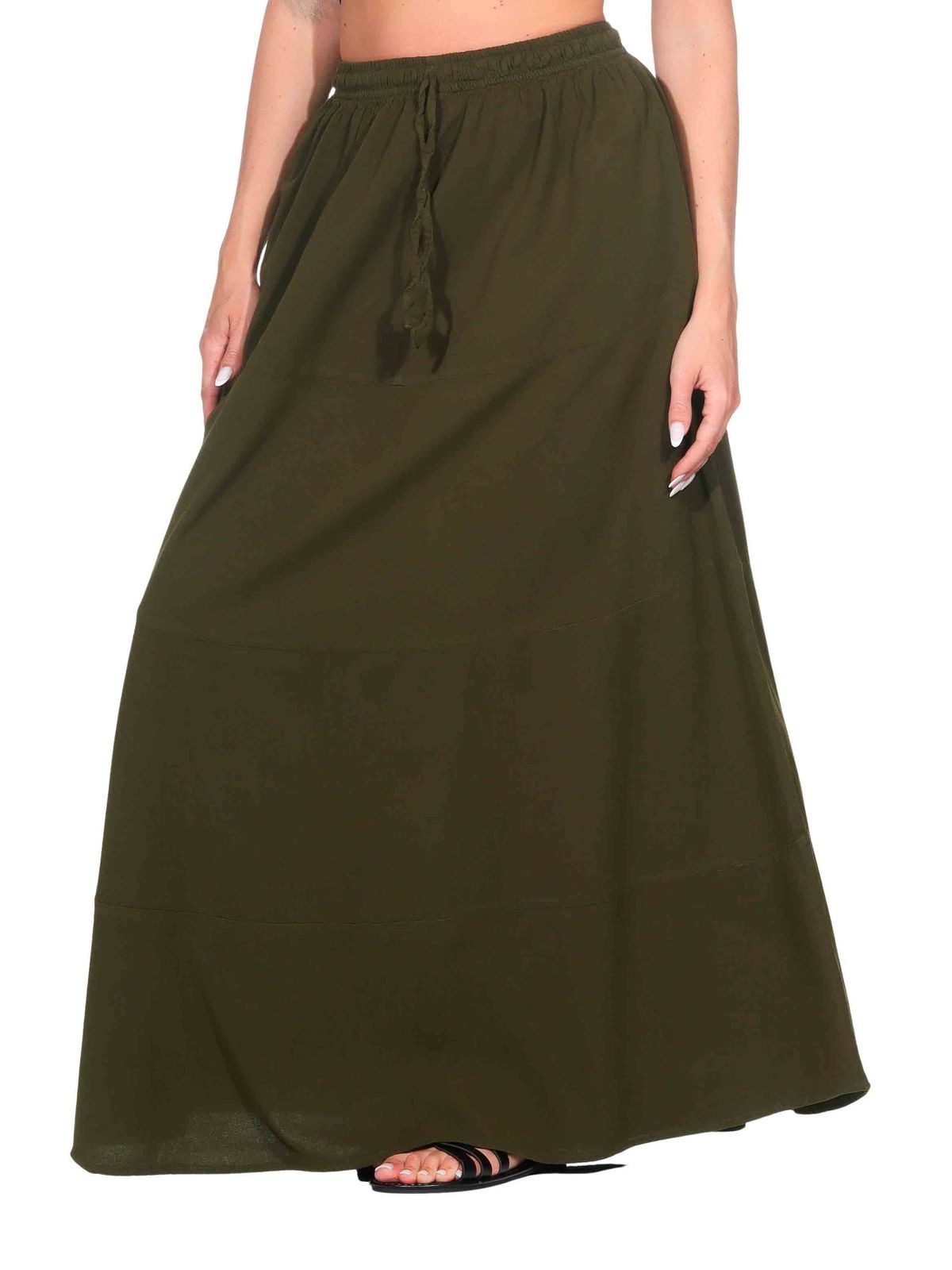 KUNST UND MAGIE Maxirock Sommerrock Damen Rock Baumwolle – Boho Maxirock elastische Taille – Bild 3 von 5