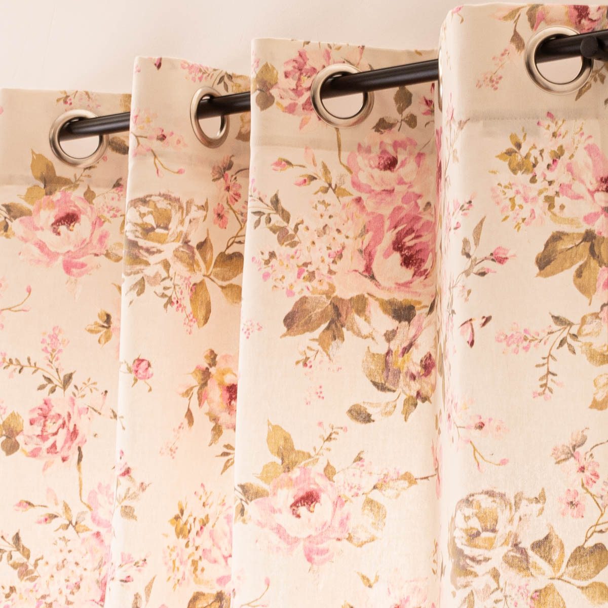 SCHÖNER LEBEN. Vorhang Vorhang Ösen Classic Painted Rose ecru 245cm von SCHÖNER LEBEN., Ösen, blickdicht, Baumwolle