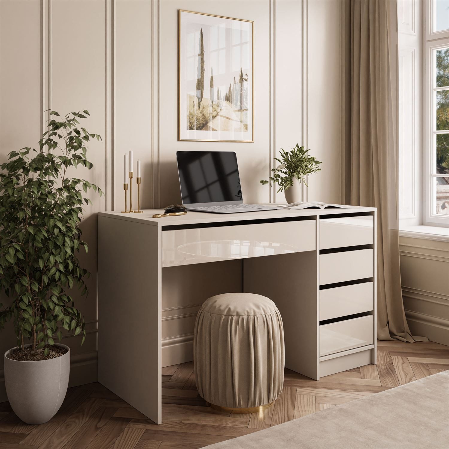 Lookway Schminktisch MADA GLOSS Schreibtisch mit Schubladen und Hochglanz F günstig online kaufen