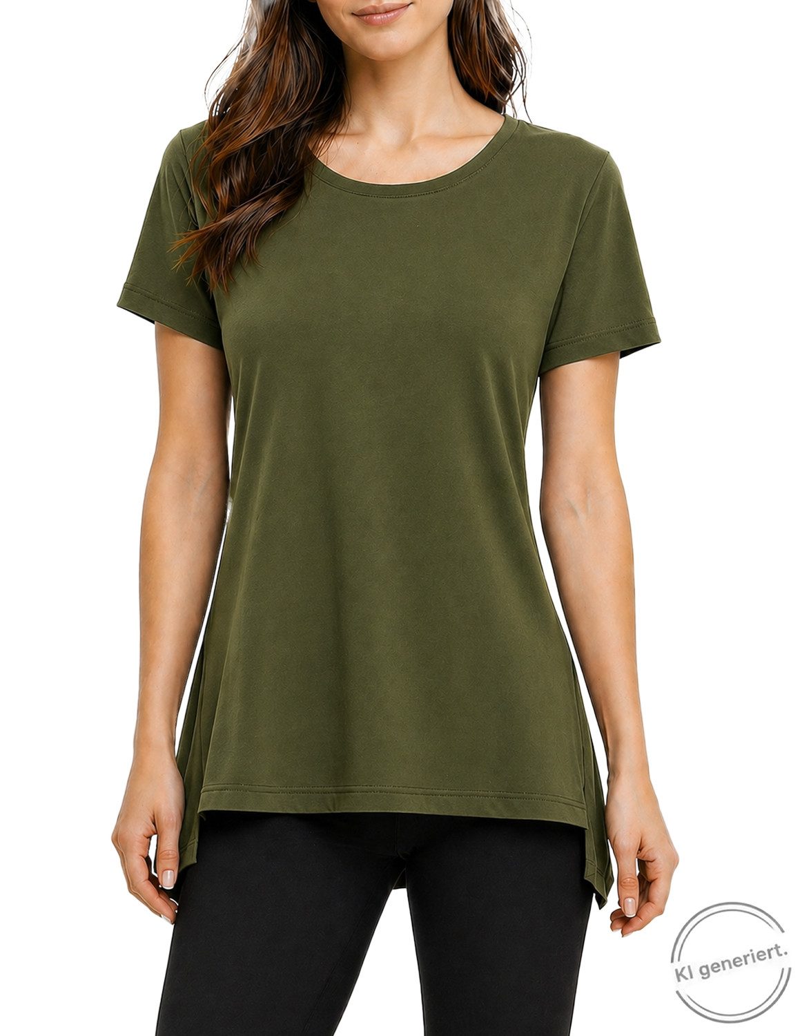 Vishes Zipfelshirt Kurzarm Zipfeltop Damen Asymmetrisch Unifarben Jersey Baumwolle Alternative Mode, Boho, Hippie, Ethno, Festival