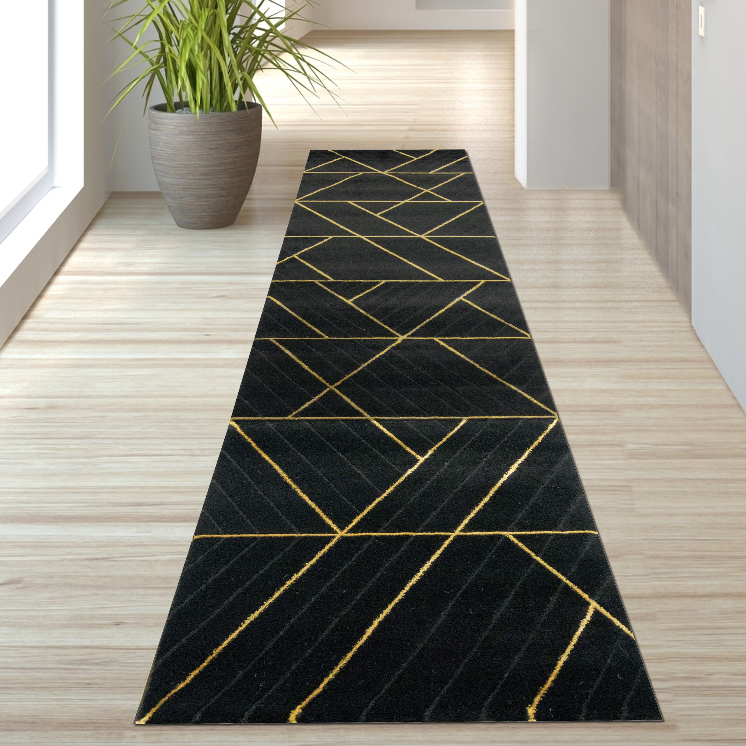 TeppichHome24 Teppich Teppich modern geometrisches Muster in schwarz gold, rechteckig – Bild 4 von 5