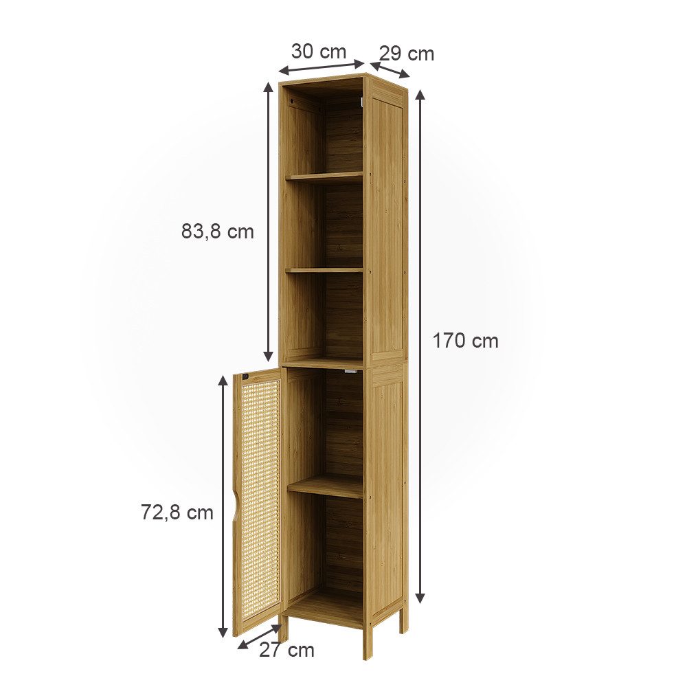 Vicco Hochschrank Liora, Bambus, 30 x 170 cm (1-St)