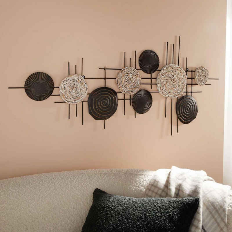 Home-trends24.de Wanddekoobjekt Wanddeko Metall Seegras Wandbild Wandhänger Antikfinish Modern