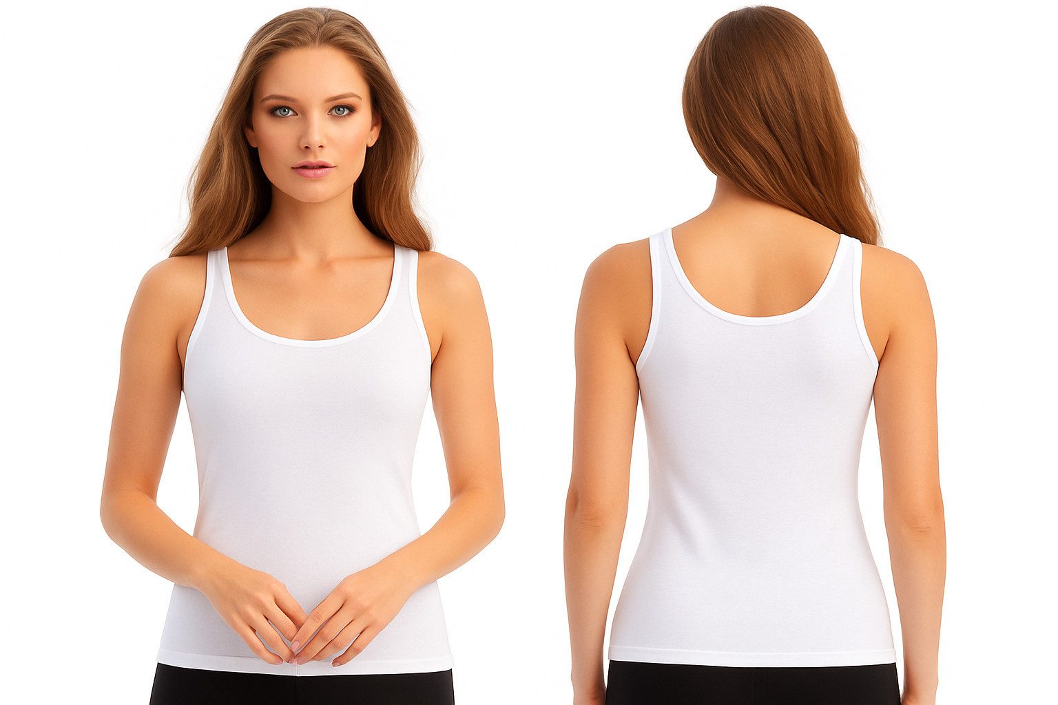 DDOnlineShop Unterhemd 4er Pack Damen Tank Top Achselhemd Weiß A2037 (Spar-Set, 4-St., 4er-Pack) (Spar-Set, 4-St., 4er-Pack) aus 100% Baumwolle Weiß