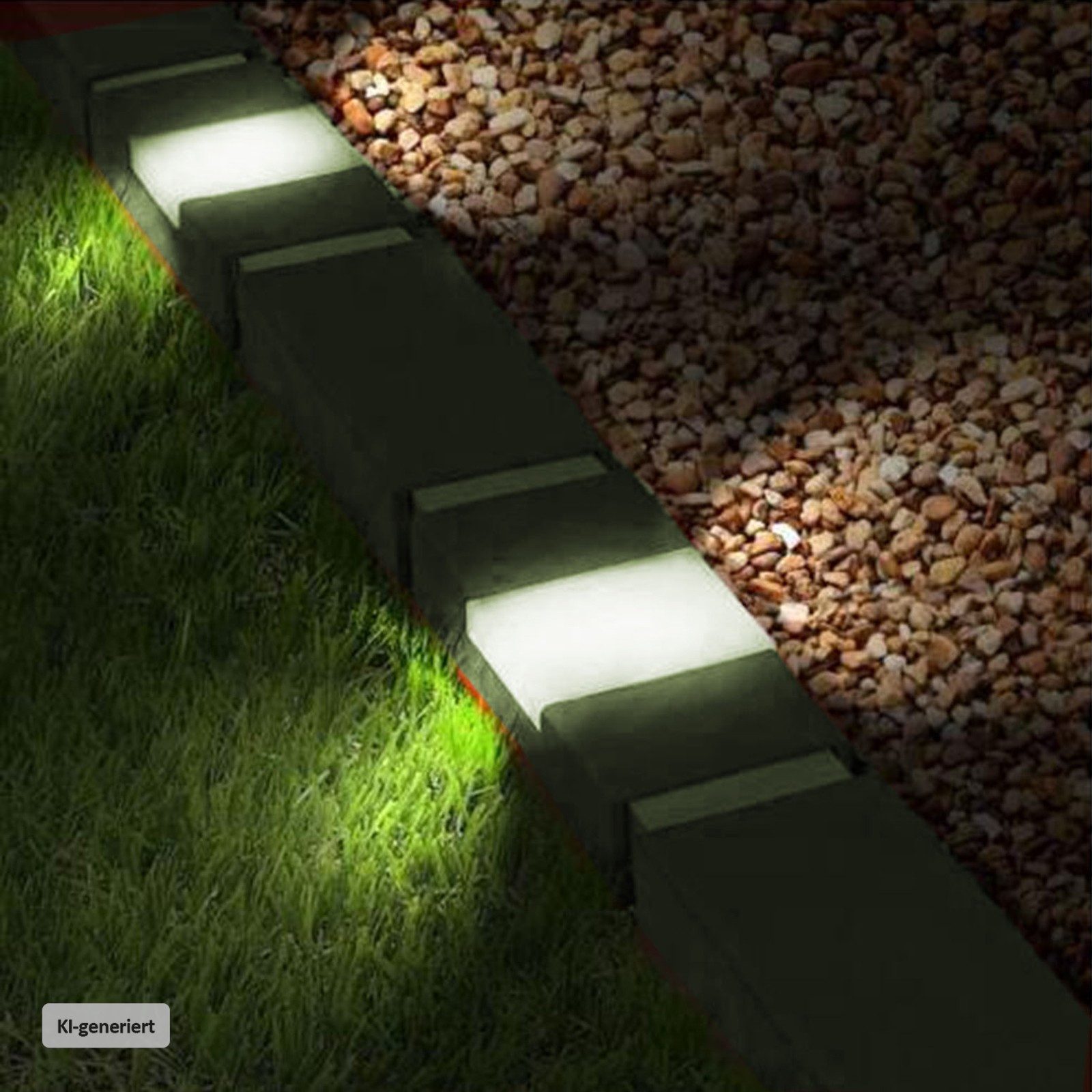 HTI-Living Beetumrandung Beetumrandung Nessa Solar Brick 10-teilig Grau, LxH: 23.3x4.5 cm, Set, Beetumrandung mit 10 Modulen inkl. Solarbeleuchtung, Beetbegrenzung Beeteinfassung Rasenkante