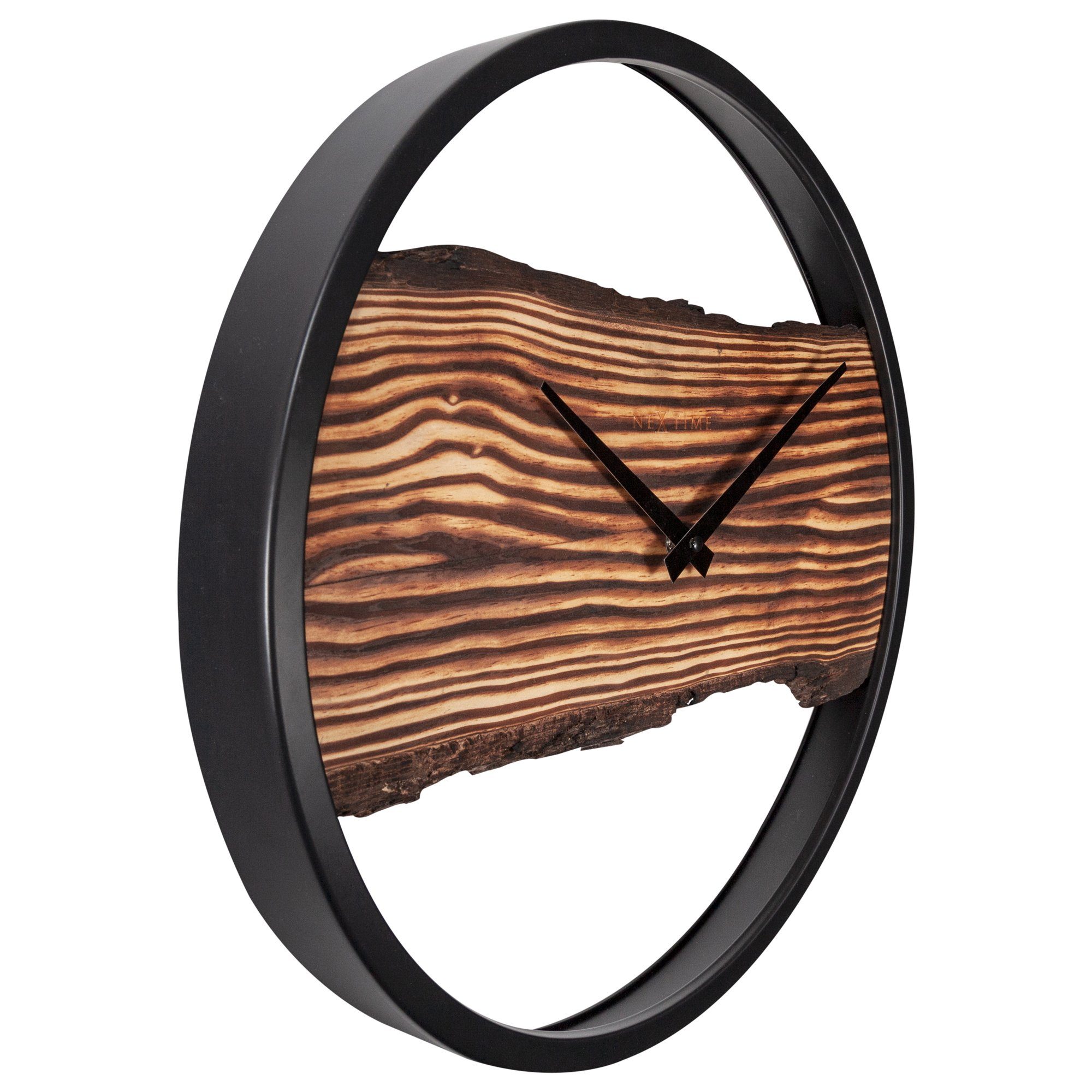 NEXTIME Wanduhr 3263BR (aus echtem Massivholz)