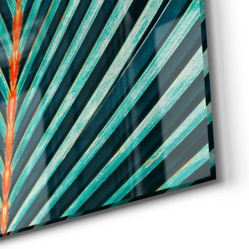 DEQORI Glasbild 'Palmenblatt-Streifen', 'Palmenblatt-Streifen', Glas Wandbild Bild schwebend modern