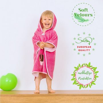 Smithy Badeponcho Baby Kind mit Fee, pink, Baumwoll-Mischung, Druckknopf am Armloch