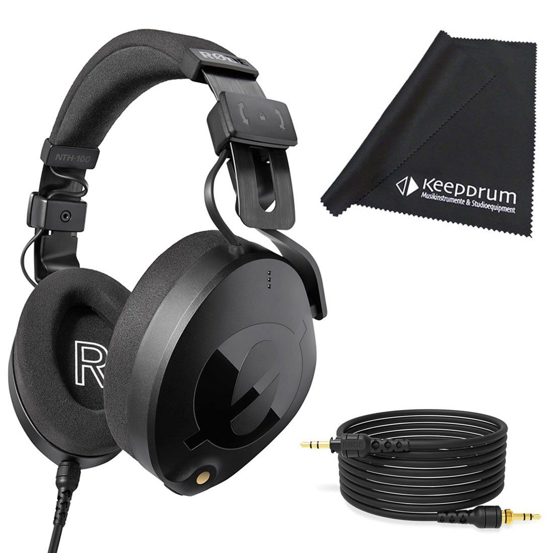 RODE Microphones NTH-100 mit Kopfhörer mitTuch passive Schwarz Tuch, Geräuschunterdrückung) (keepdrum 2.4m Kabel