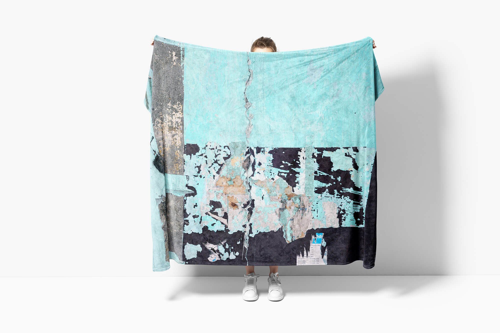mit Saunatuch Strandhandtuch Handtuch Art Handtuch Sinus Fotomotiv Handtücher Auffallend, Wandstruktur Baumwolle-Polyester-Mix (1-St), Kuscheldecke