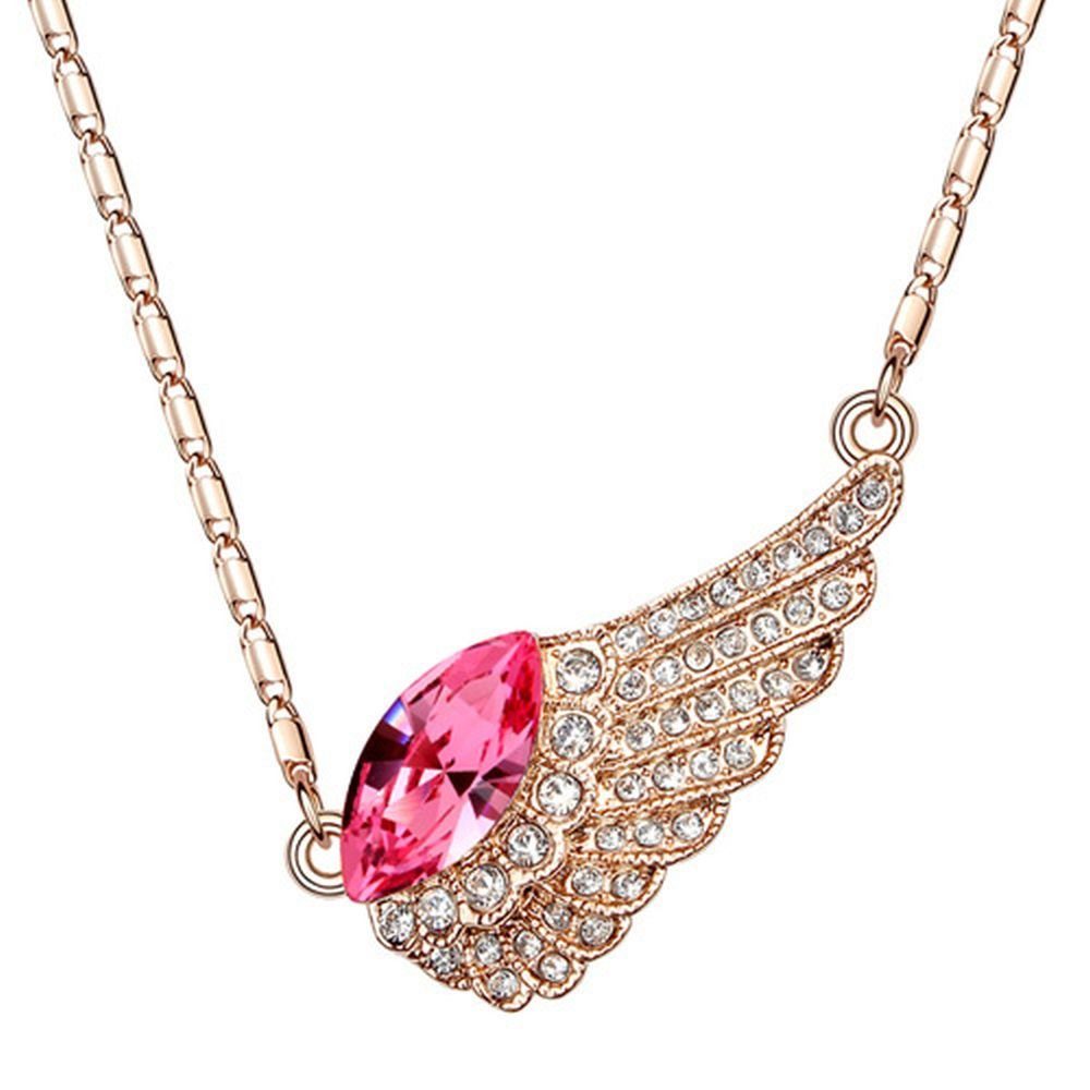 BUNGSA Ketten-Set Kette Wings Necklace Rosegold Damen Messing aus (1-tlg), Halskette