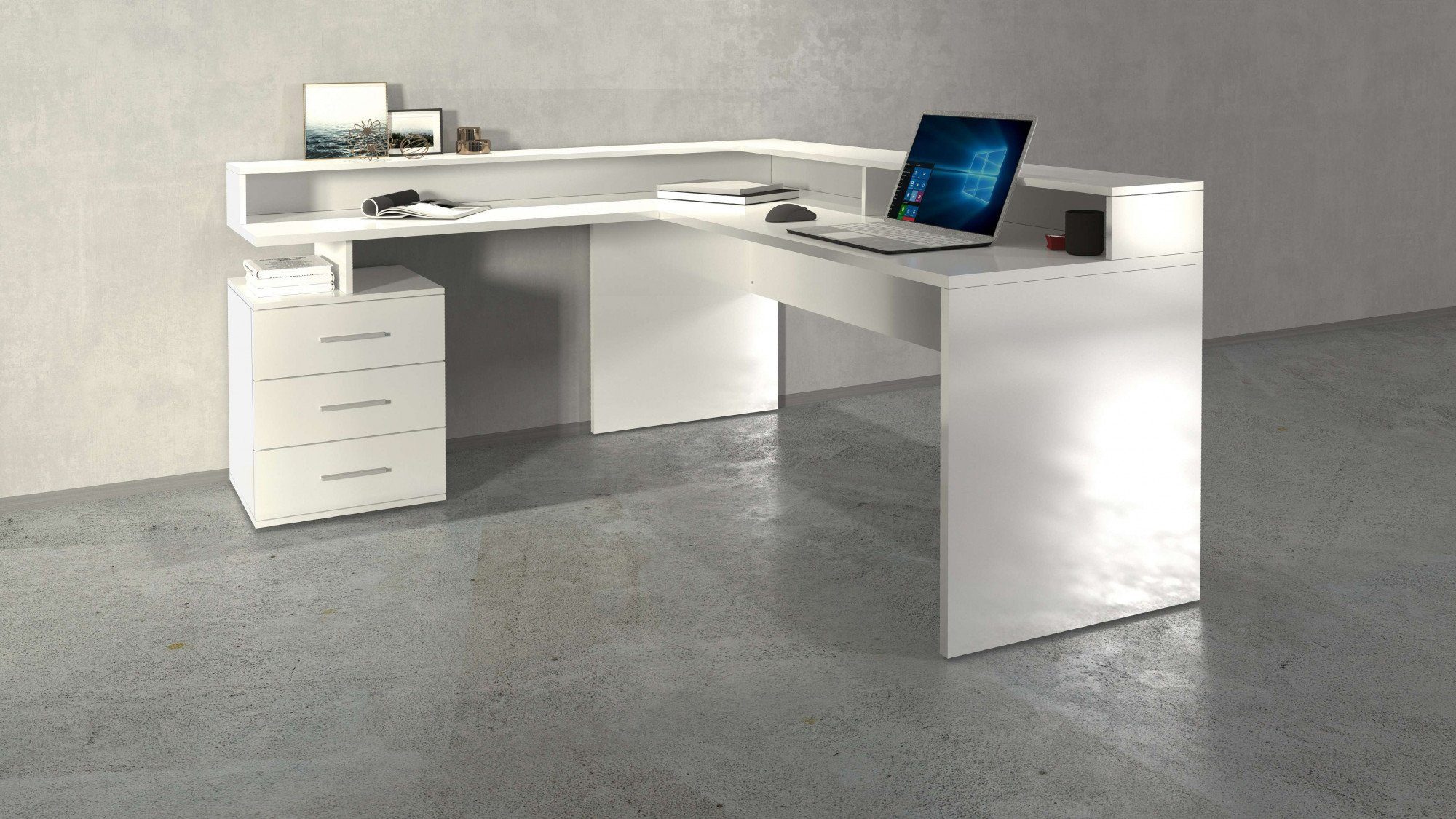 Home affaire Eckschreibtisch New Selina, Schreibtisch, Schubkästen, mit oder ohne Monitoraufsatz, B 180/160 cm