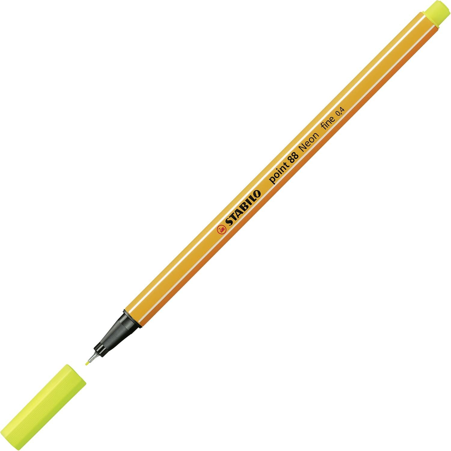 STABILO Filzstift STABILO point 88 Fineliner - Neongelb - Präzise Linienführung für Prof