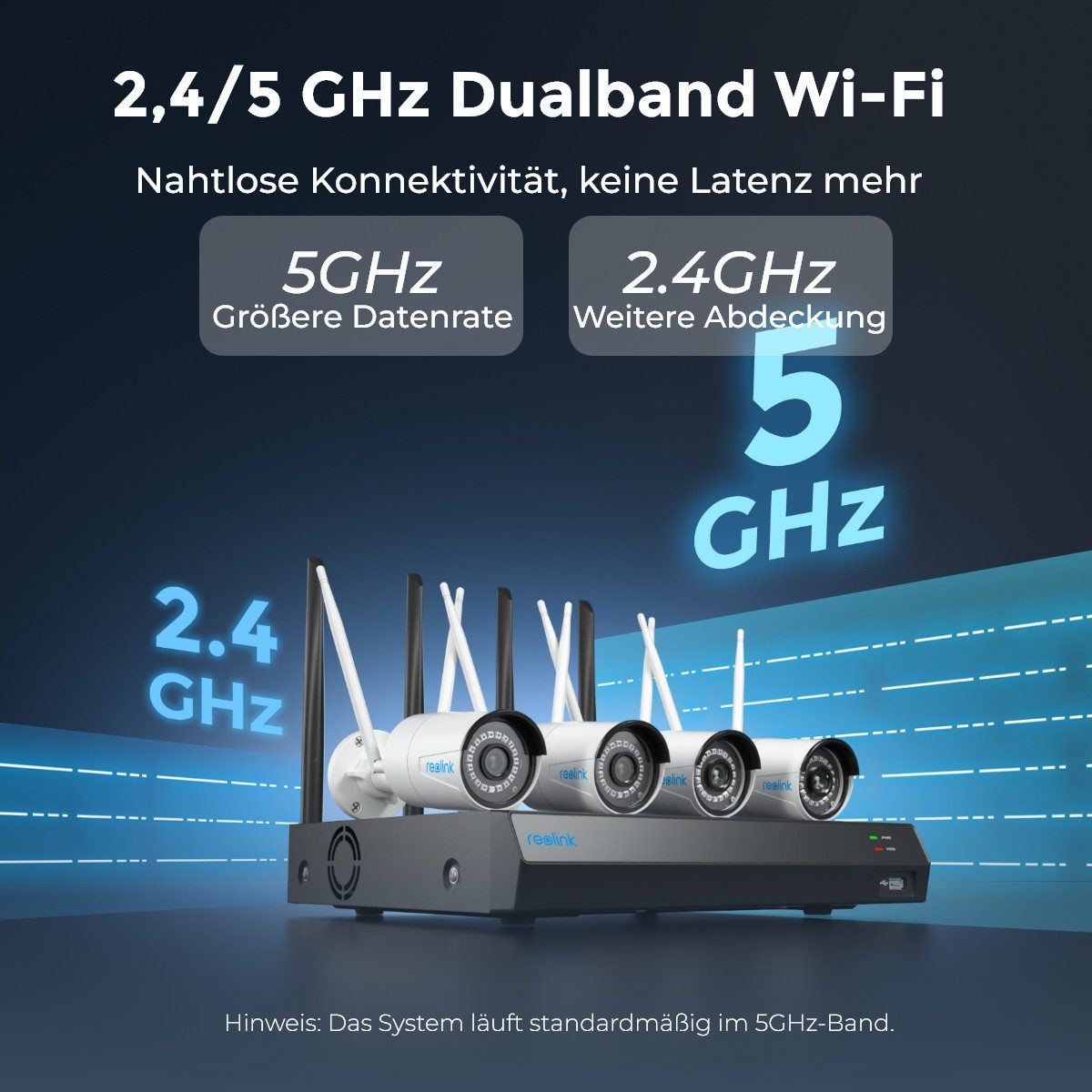 Reolink Überwachungskamera 2K+ RLK12-500WB4 System (Außenbereich, Innenbereich, 5MP Super HD,12-Kanal NVR mit 1TB HDD,Smartekennung,2,4/5 GHz WLAN)