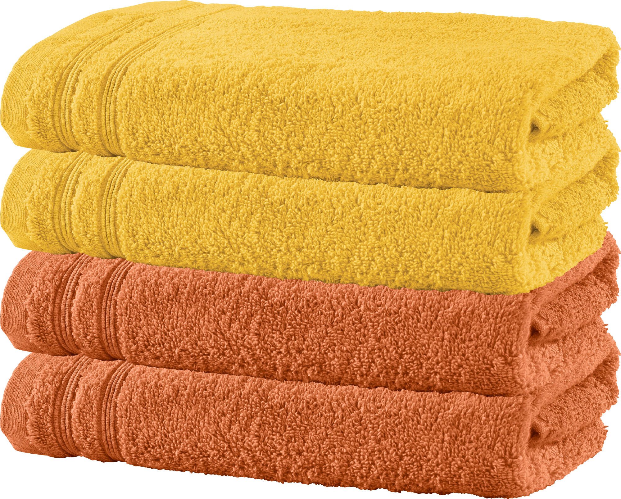Erwin Müller Handtuch Set Duschtuch "Heidelberg" 4er-Pack, Frottier, Walk-Frottier Uni