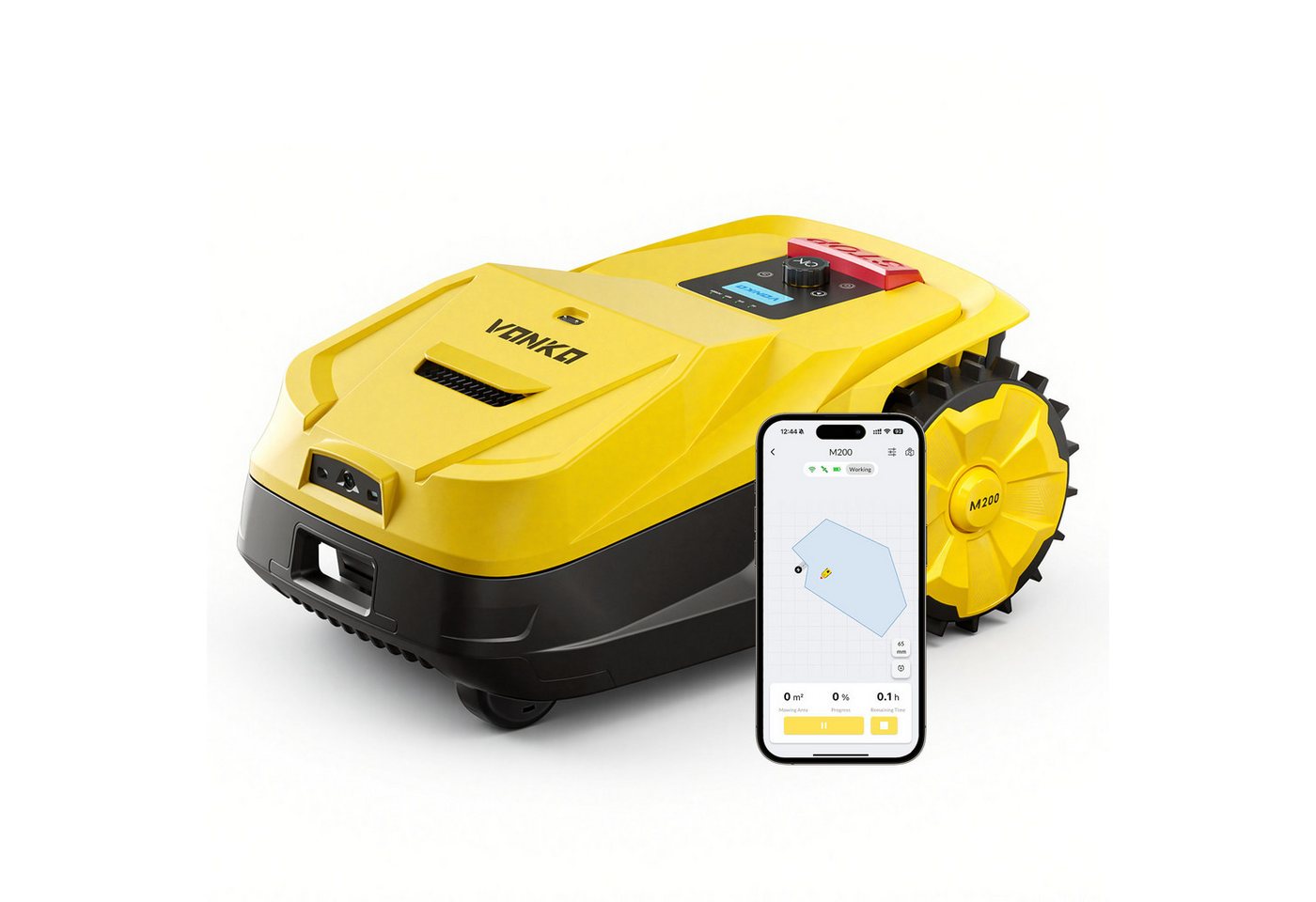 VONKO Rasenmähroboter M200 ohne Begrenzungskabel, RTK+AI Vision, Auto-Kartierung, bis 1500 m² Rasenfläche, 45% Steigung, Smarte Hindernisvermeidung, App