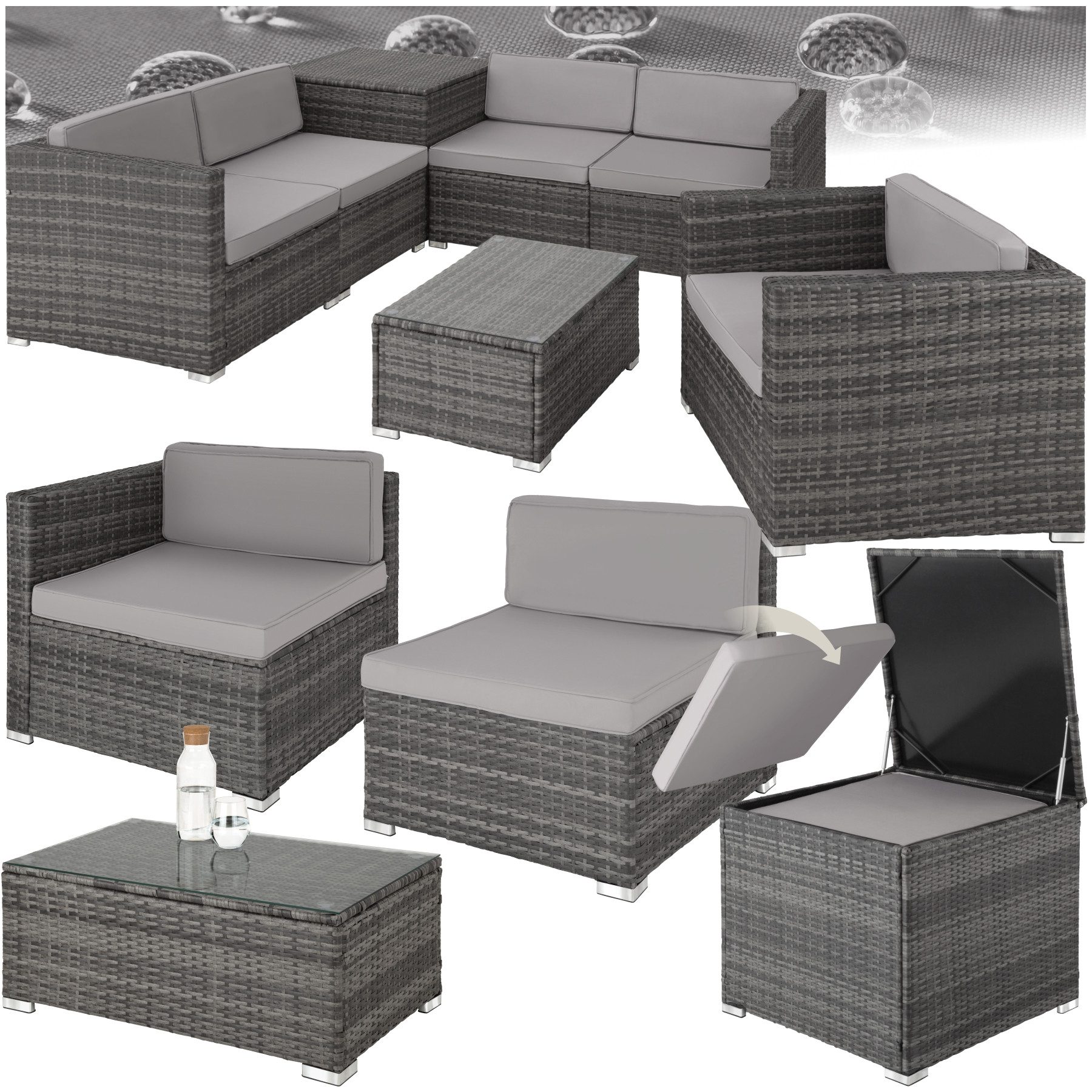 tectake Loungeset Rattan Lounge, (Set., 7-tlg), günstig online kaufen