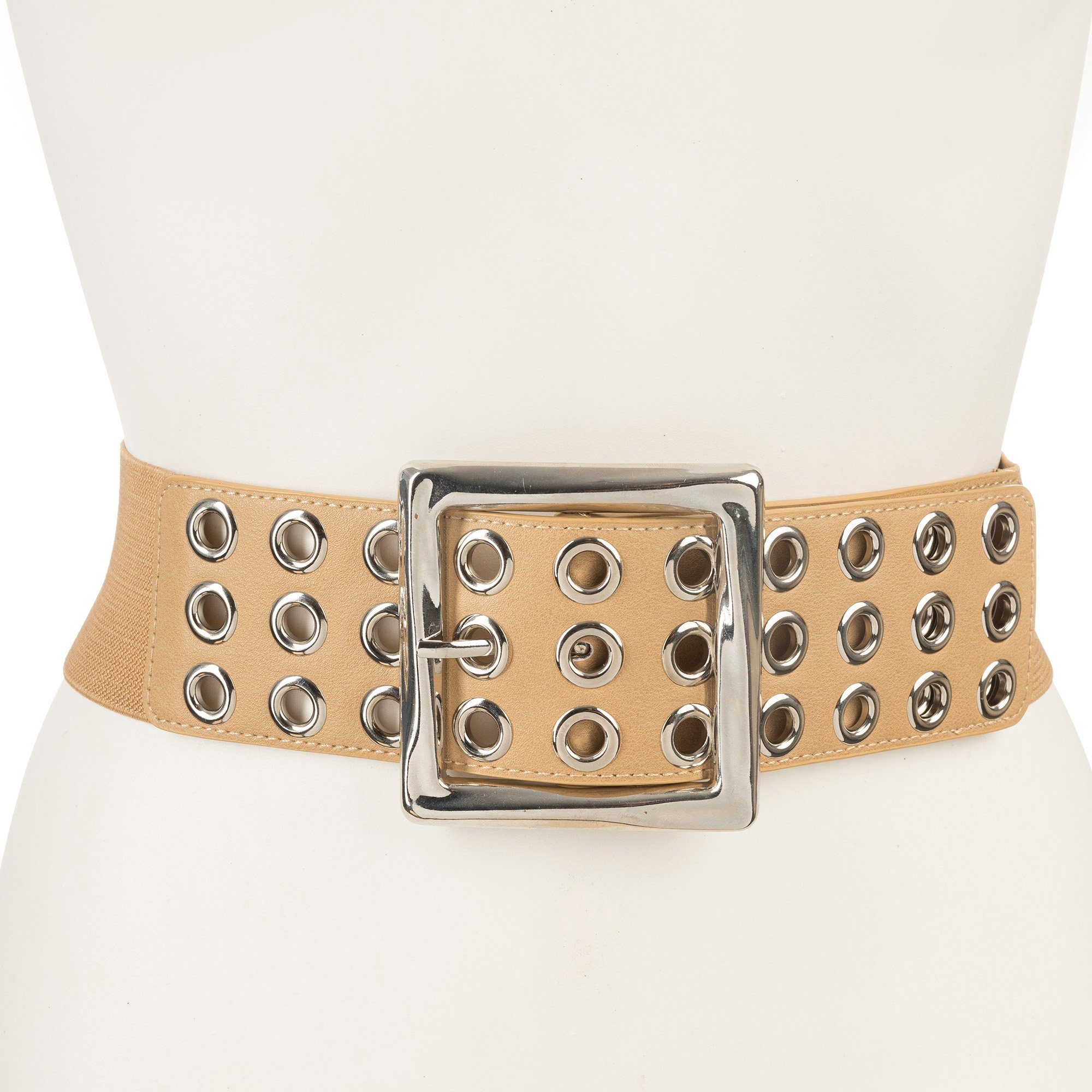 Cassandra Accessoires Taillengürtel "Eyelet" Stretchgürtel mit silbernen Lochösen