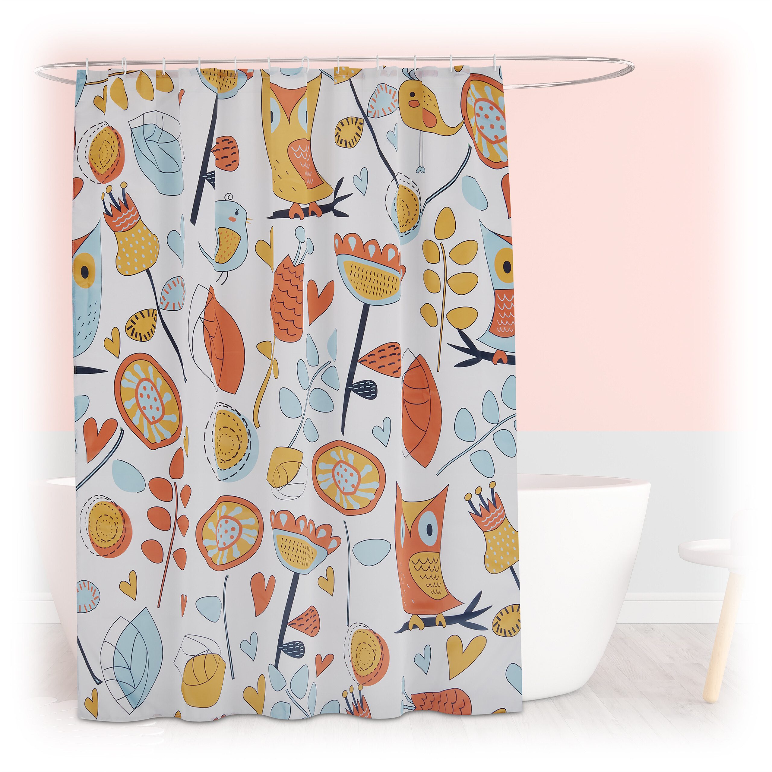 relaxdays Duschvorhang 180x200 cm mit Motiv Breite 180 cm (Eulen), 180x200c günstig online kaufen