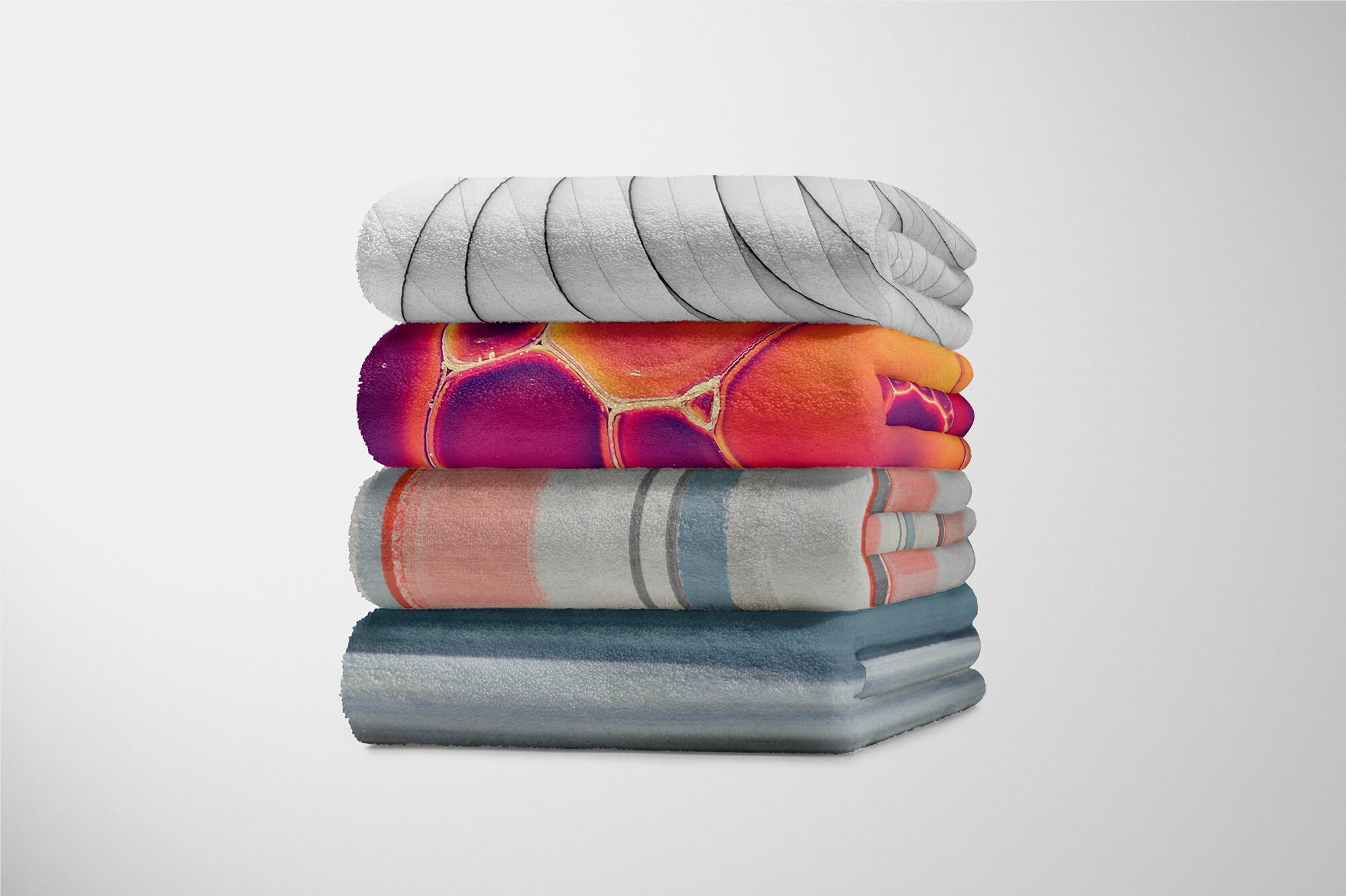 Sinus Art Handtücher Saunatuch Baumwolle-Polyester-Mix mit Streifen Kunstvoll, Kuscheldecke Handtuch Fotomotiv (1-St), Handtuch Strandhandtuch Abstrakt