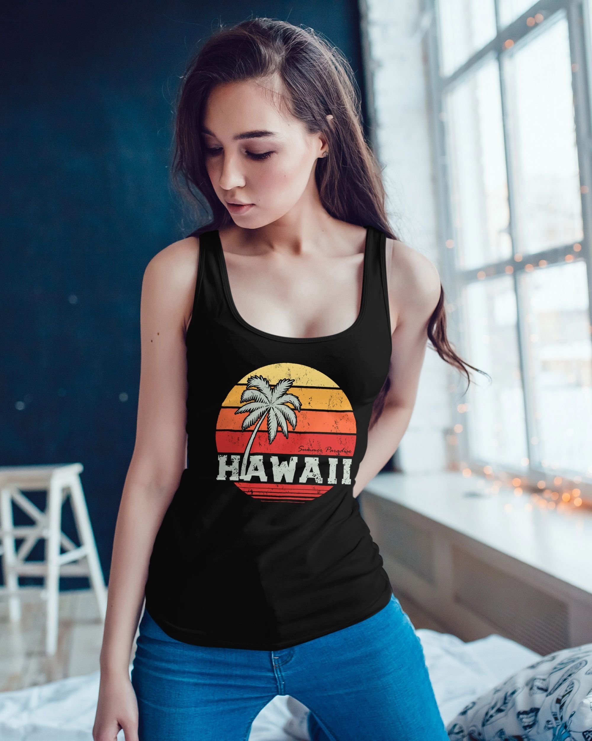 Neverless Tanktop Damen Tank-Top Hawaii Palme günstig online kaufen