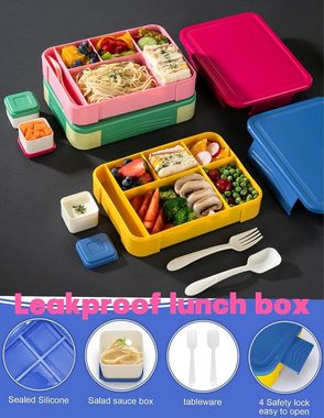 Fivejoy Lunchbox Kinder-Brotdose mit Fach, auslaufsichere Lunchbox, 1330 ml, (Jausenbox, Kinder-Brotdose mit separatem Soßenbehälter), Perfekt für Kinderschulen, Erwachsenenbüros und Familienpicknicks