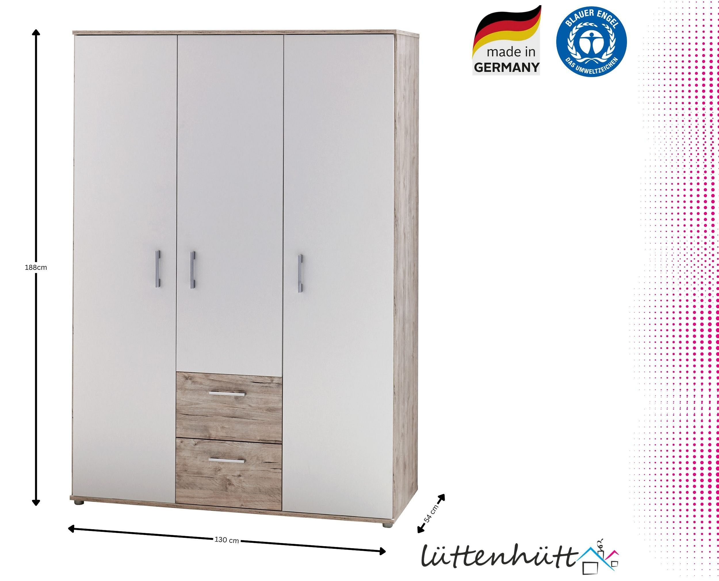 Home affaire Rieke complete baby room set, furniture that grows with your child until adolescence, great for small rooms (4-piece set: crib, under-bed storage for changing table, wardrobe, changing table), Made in Germany, Blue Angel certified, timeless design