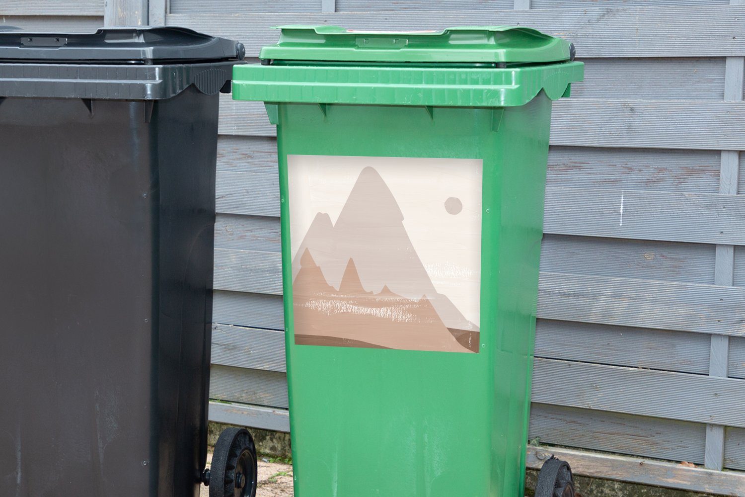 - (1 Berge - Pastell Landschaft Sticker, - Container, Wandsticker Mülltonne, Abfalbehälter Abstrakt Mülleimer-aufkleber, MuchoWow St),
