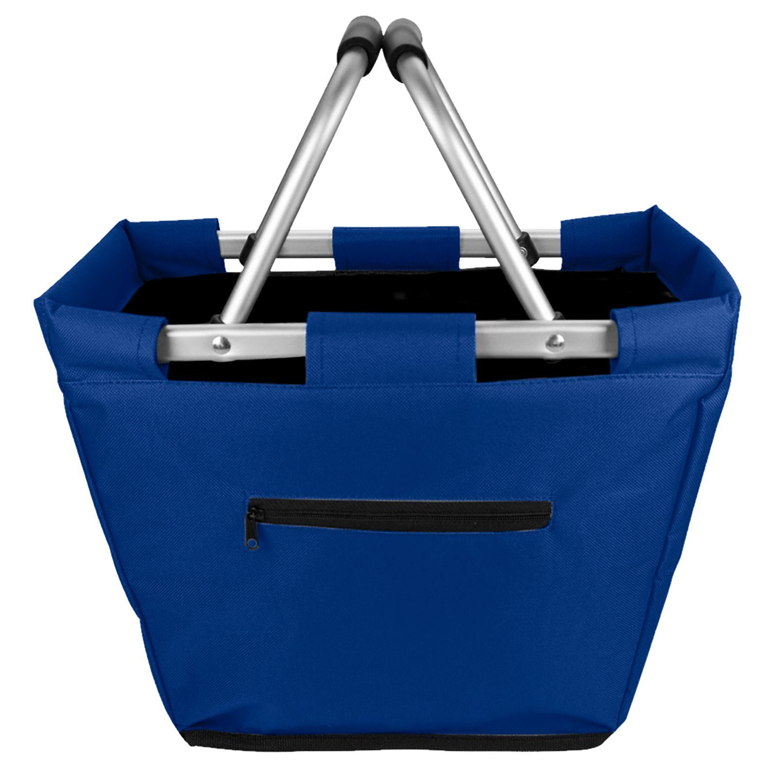 Trendyshop365 Einkaufskorb faltbar, ohne Bag, Geldfach blau l, 18 2 Tragegriffe, Shopping Deckel, mit