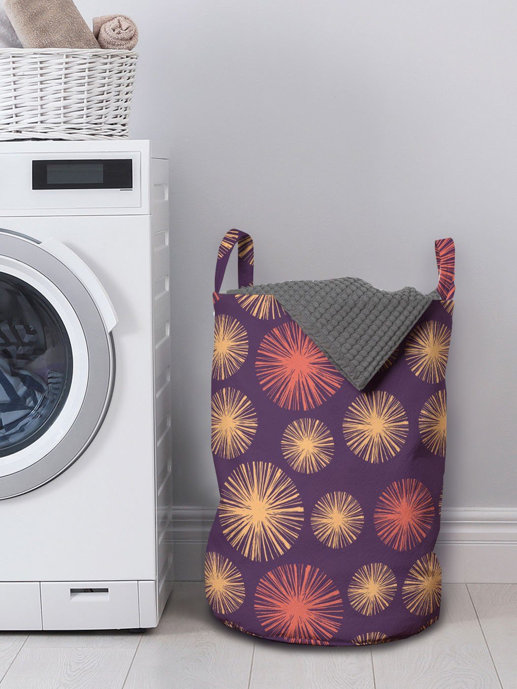 Griffen Kordelzugverschluss Abakuhaus Wäschekorb Motive Waschsalons, mit für Abstrakt Wäschesäckchen Pastellfarbig