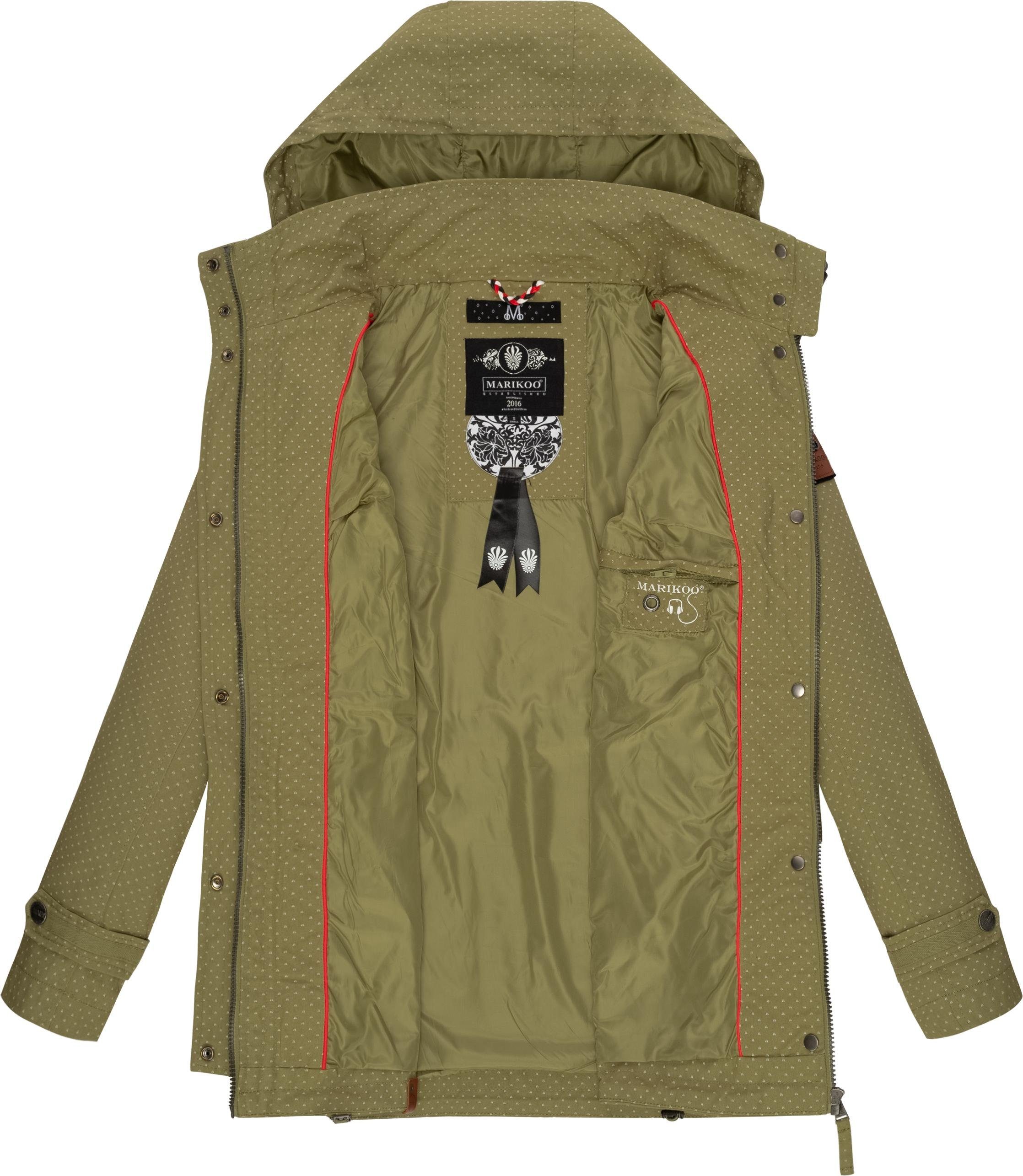 Übergangsjacke Baumwoll Nyokoo großer Outdoorjacke mit modische apfelgrün Kapuze Marikoo