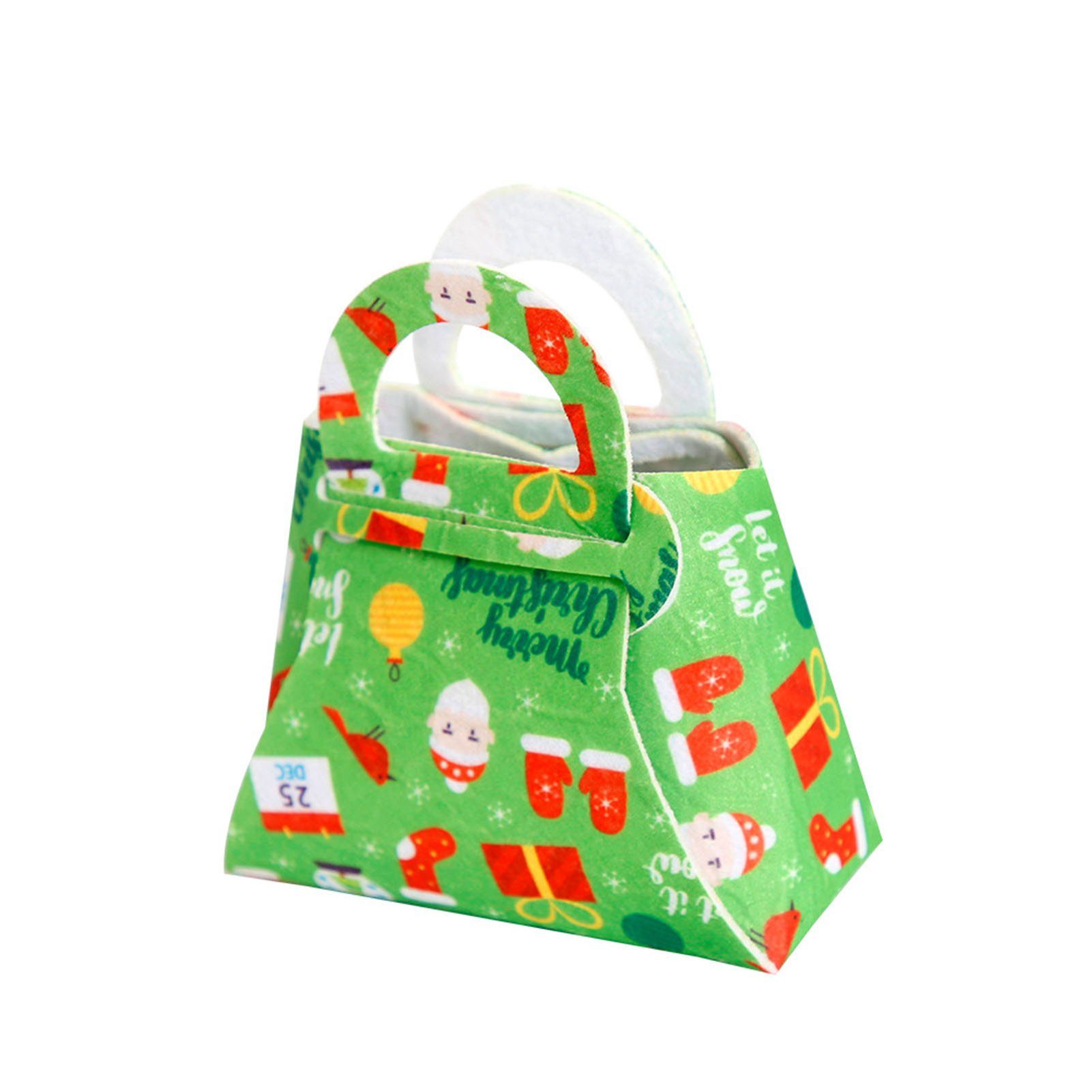 Blusmart Christbaumschmuck Weihnachts-Filz-Geschenk-Falttasche, Personalisiertes Muster Bedruckt green background