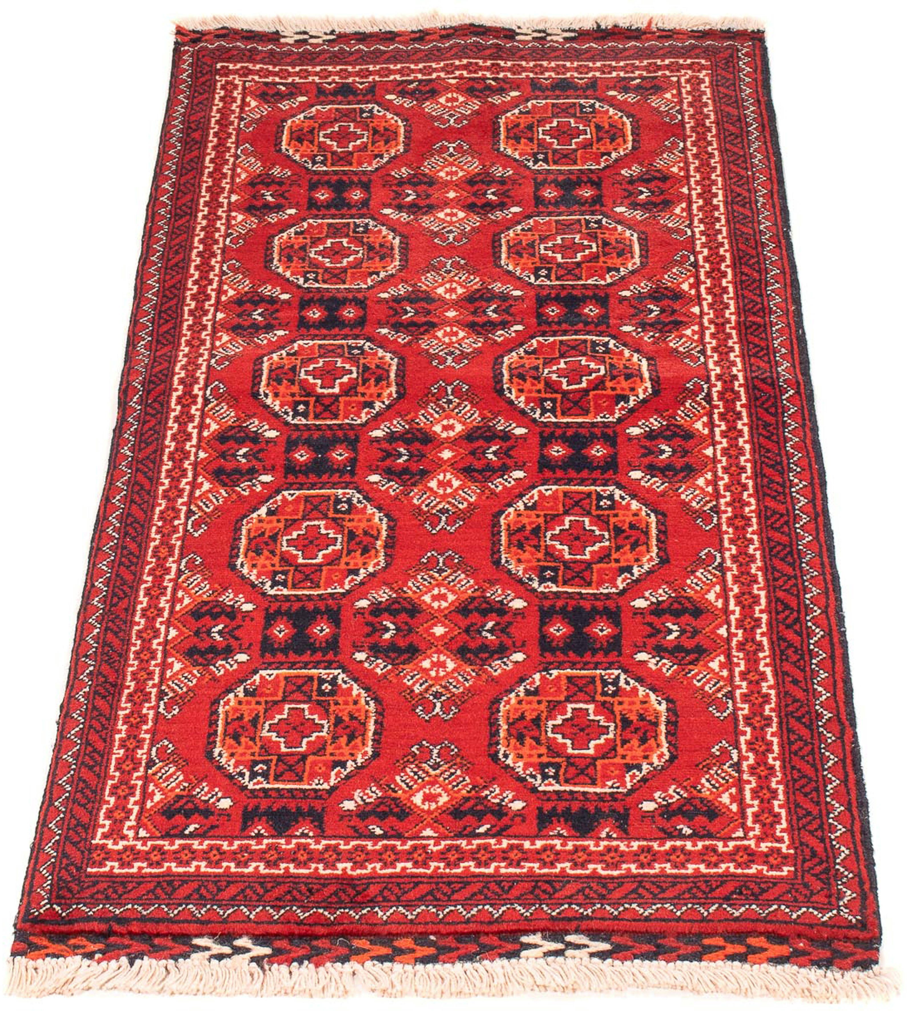 Orientteppich Afghan - 106 x 49 cm - dunkelrot, morgenland, rechteckig, Höhe: 7 mm, Wohnzimmer, Handgeknüpft, Einzelstück mit Zertifikat