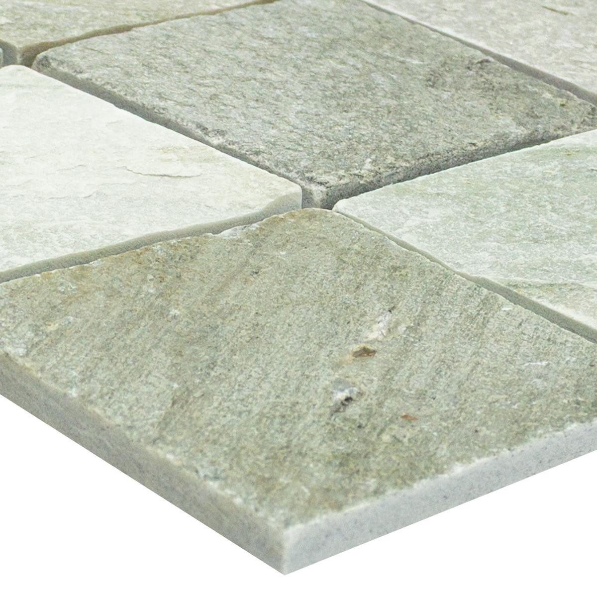 Mosafil Mosaikfliesen Quarzit Naturstein Mosaikfliesen Odessa Beige Grau 100x100mm, Naturstein-Quarzit 29.800x29.800, beige-grau, Verlegefertig auf ein Netz geklebt - Frostsicher - Wasserfest